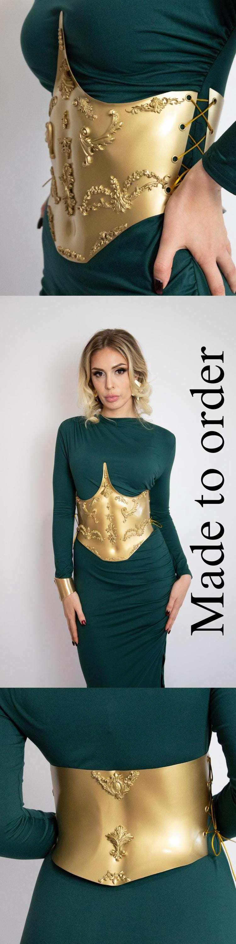 Gold Baroque Corset Belt: Metallic Y2K Rave Costume