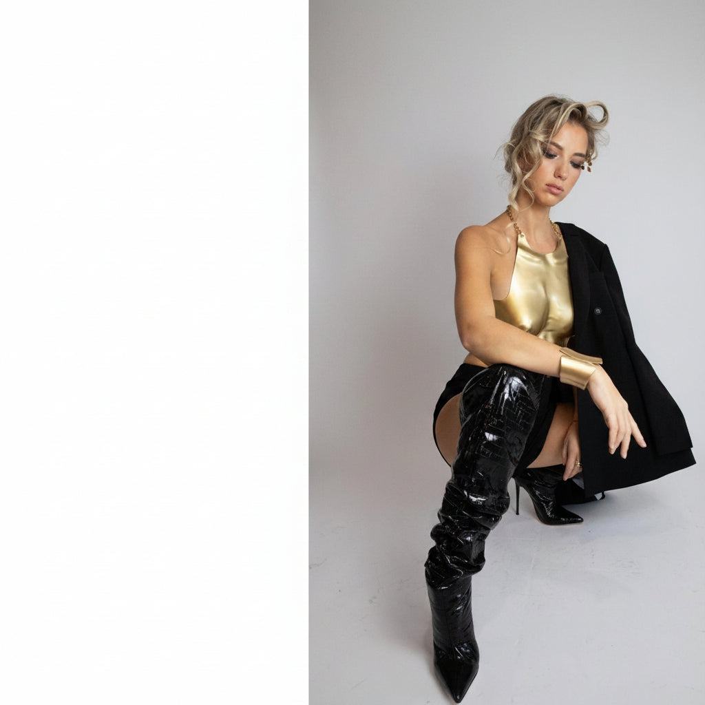 Shiny Gold Corset Top: Handmade Metallic Bustier, Rave Festival Wear