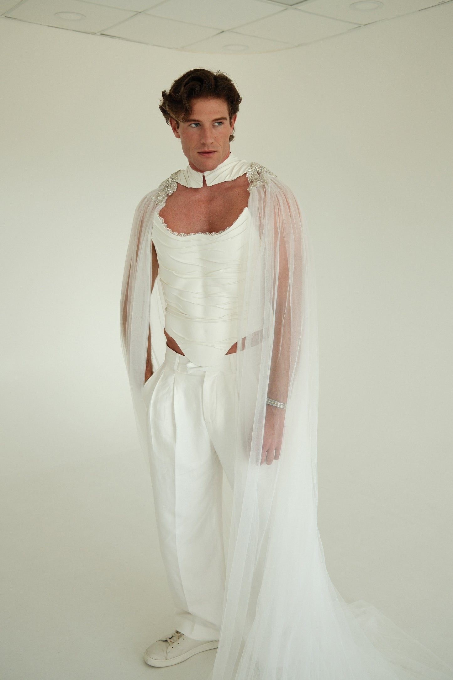 The Veiled Emperor Bridal Drape Statement Corset