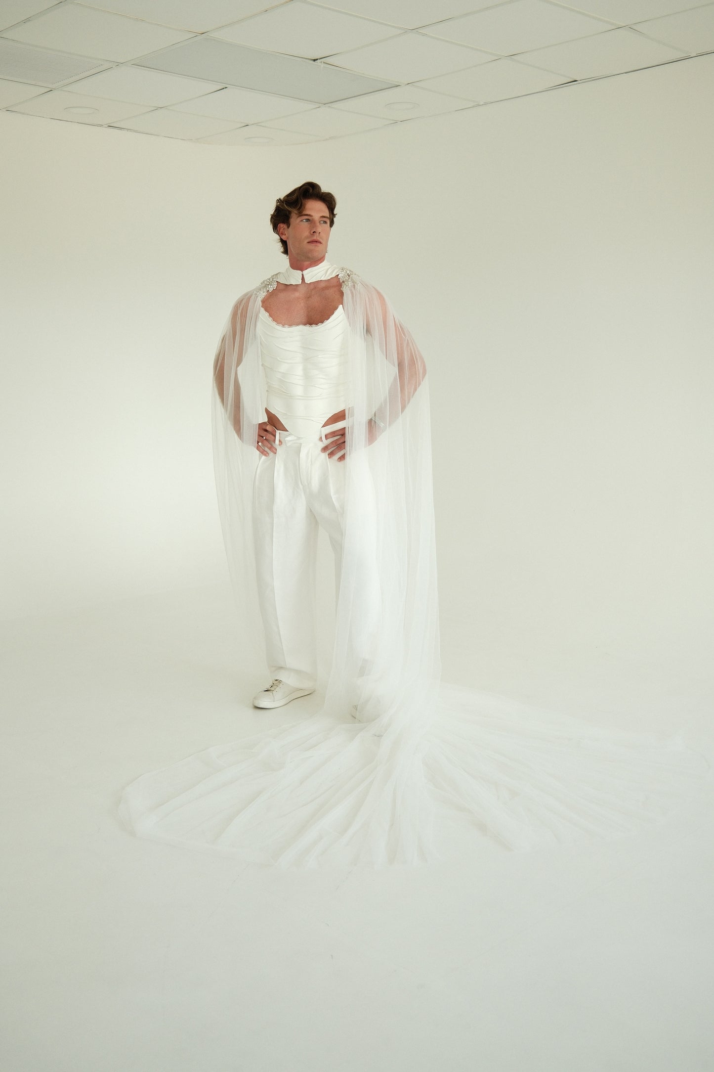 The Veiled Emperor Bridal Drape Statement Corset