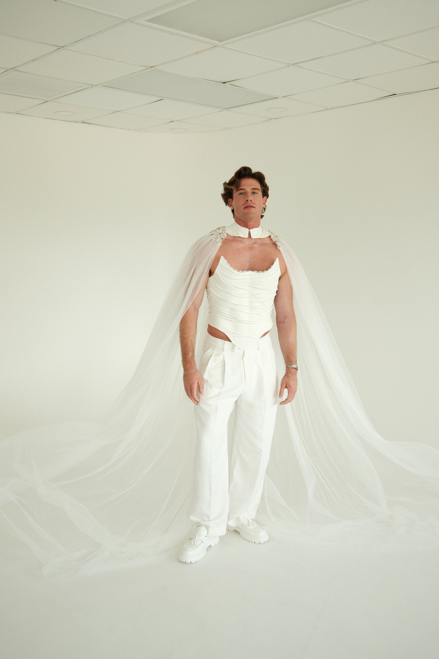 The Veiled Emperor Bridal Drape Statement Corset