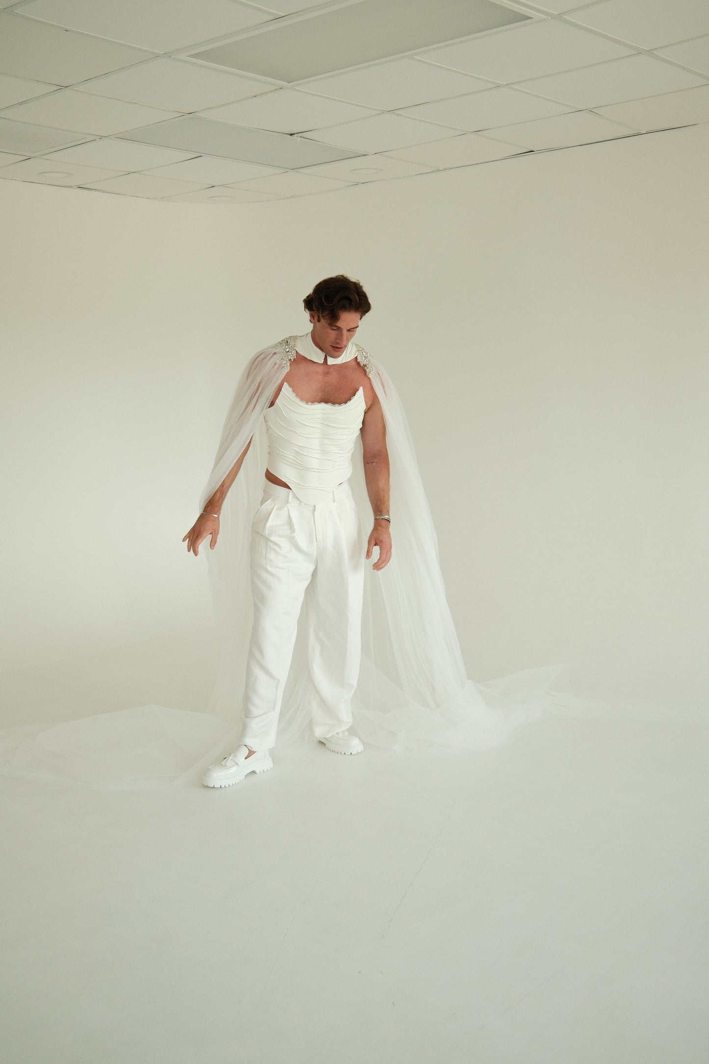 The Veiled Emperor Bridal Drape Statement Corset