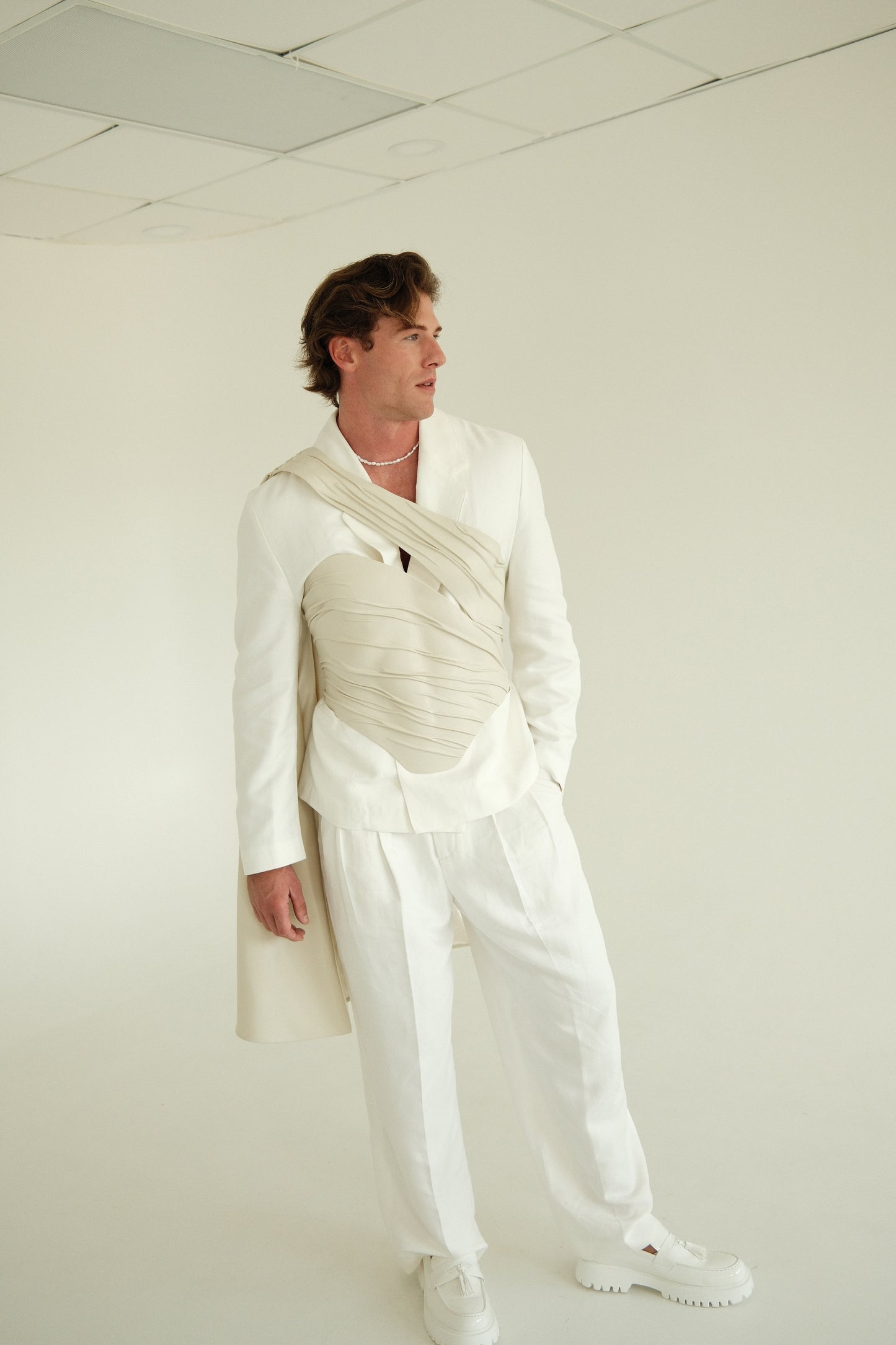 Ivory Groom Drape Corset