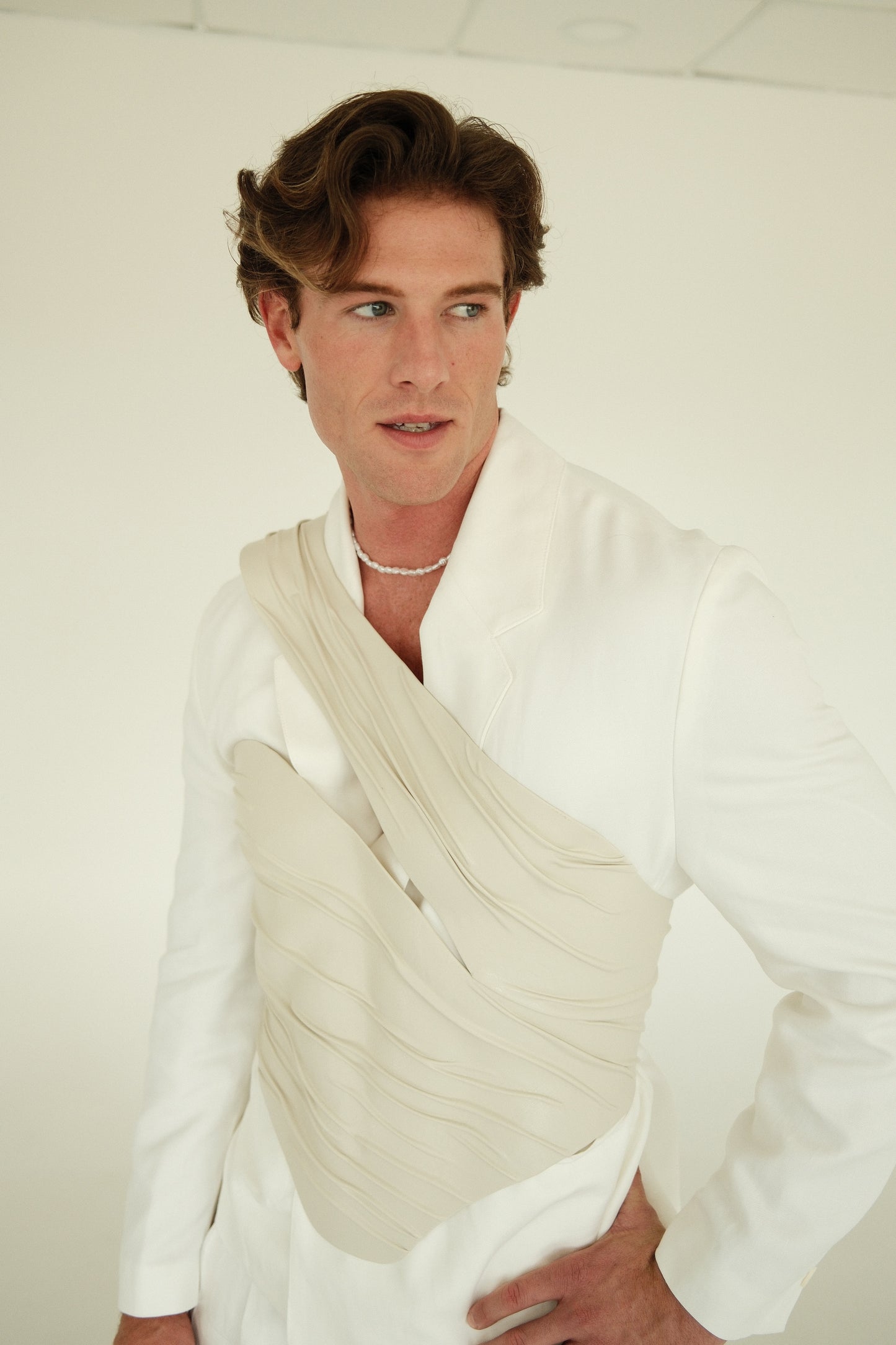 Ivory Groom Drape Corset