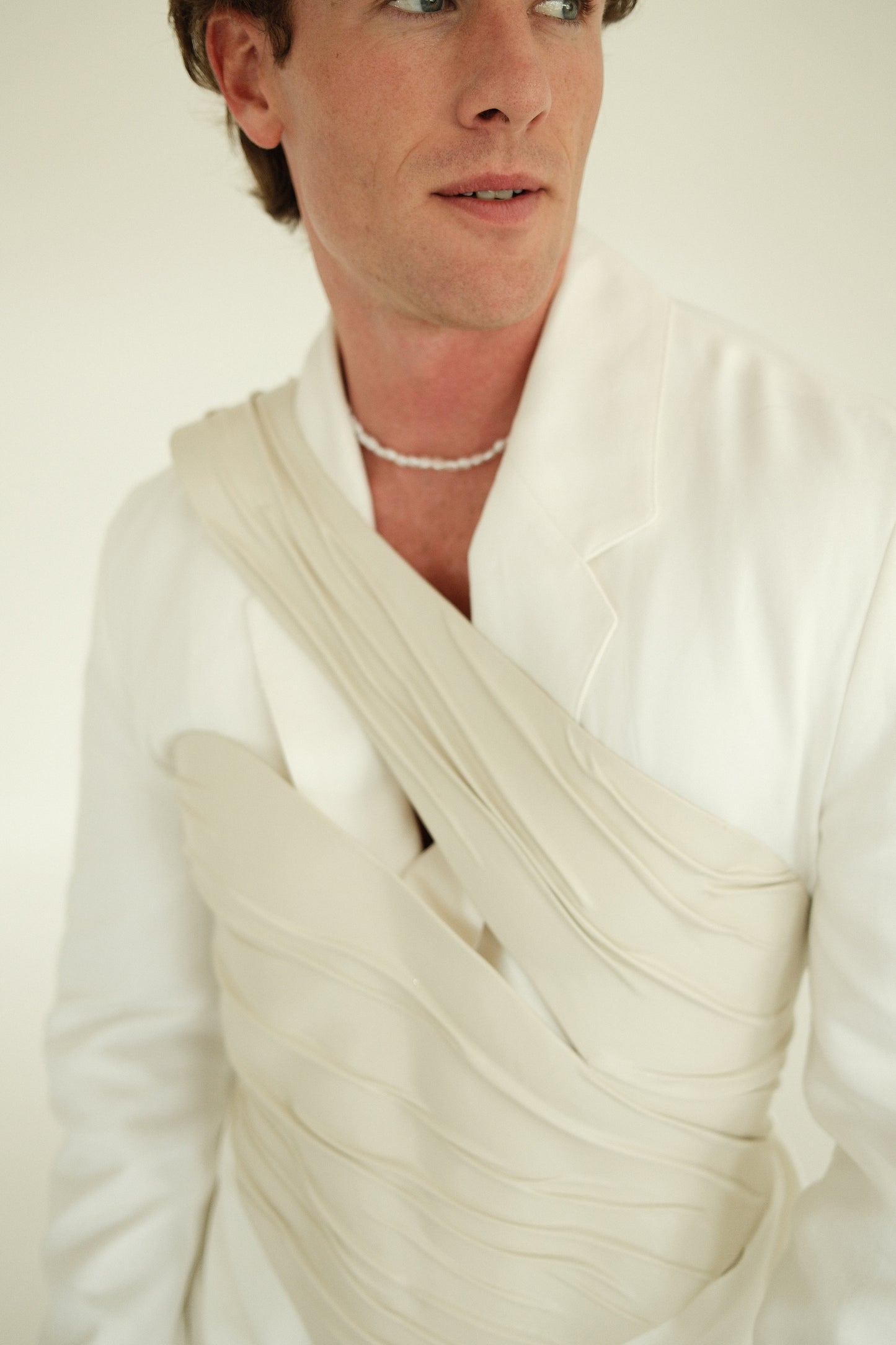 Ivory Groom Drape Corset