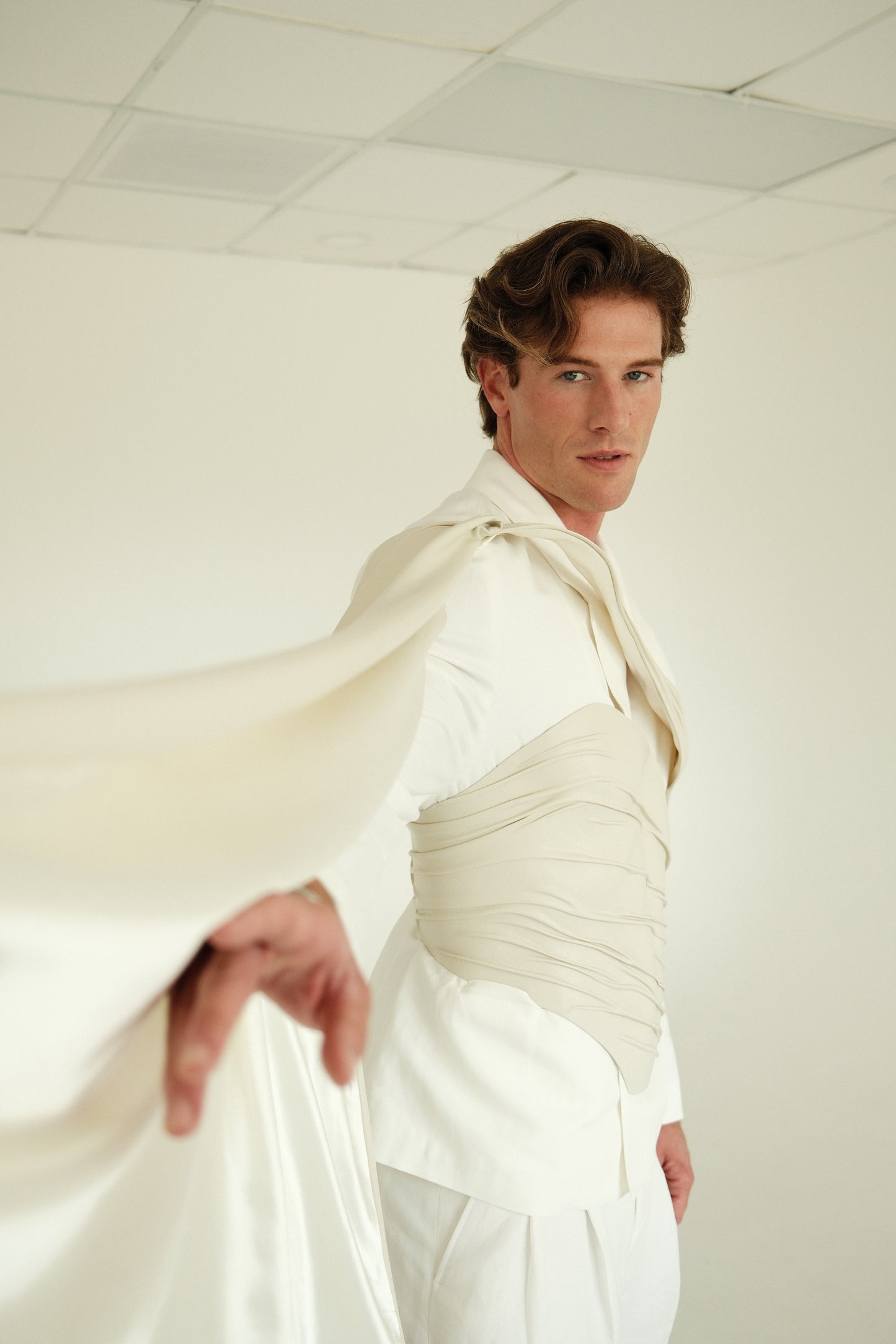 Ivory Groom Drape Corset