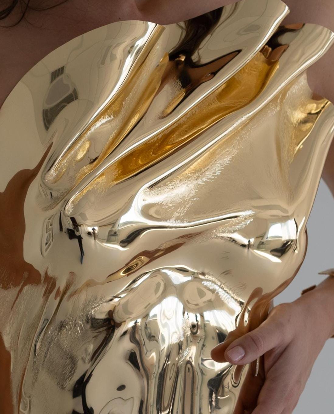 Gold Sculptural Corset Top: Custom Fit Avant Garde Bustier