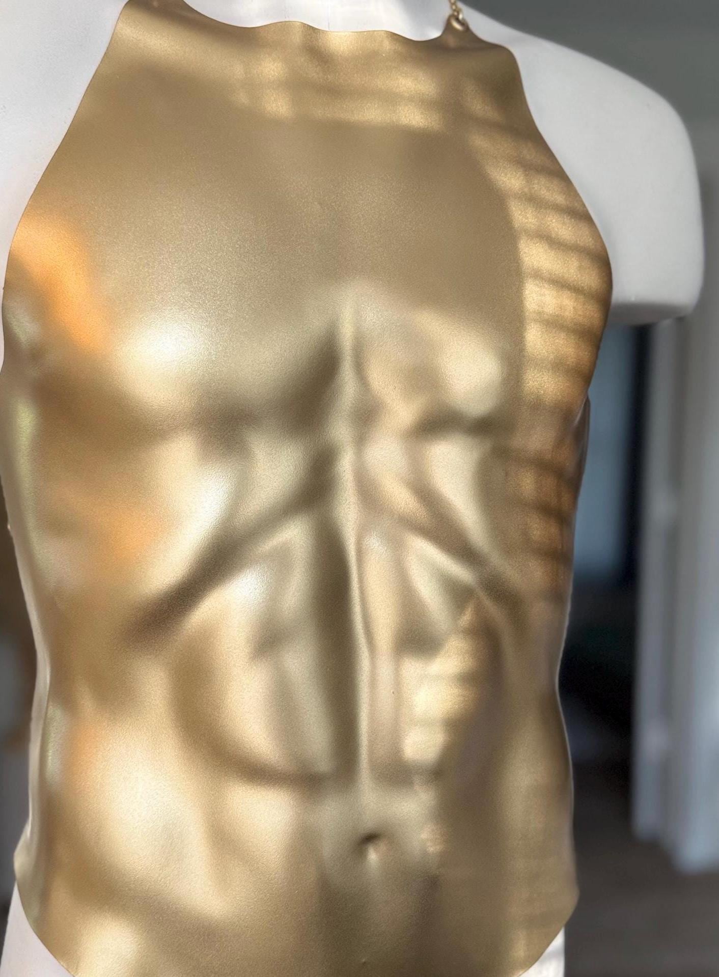 Gold Sculptural Corset Top: Handmade Chest Armor, Cosplay Costume