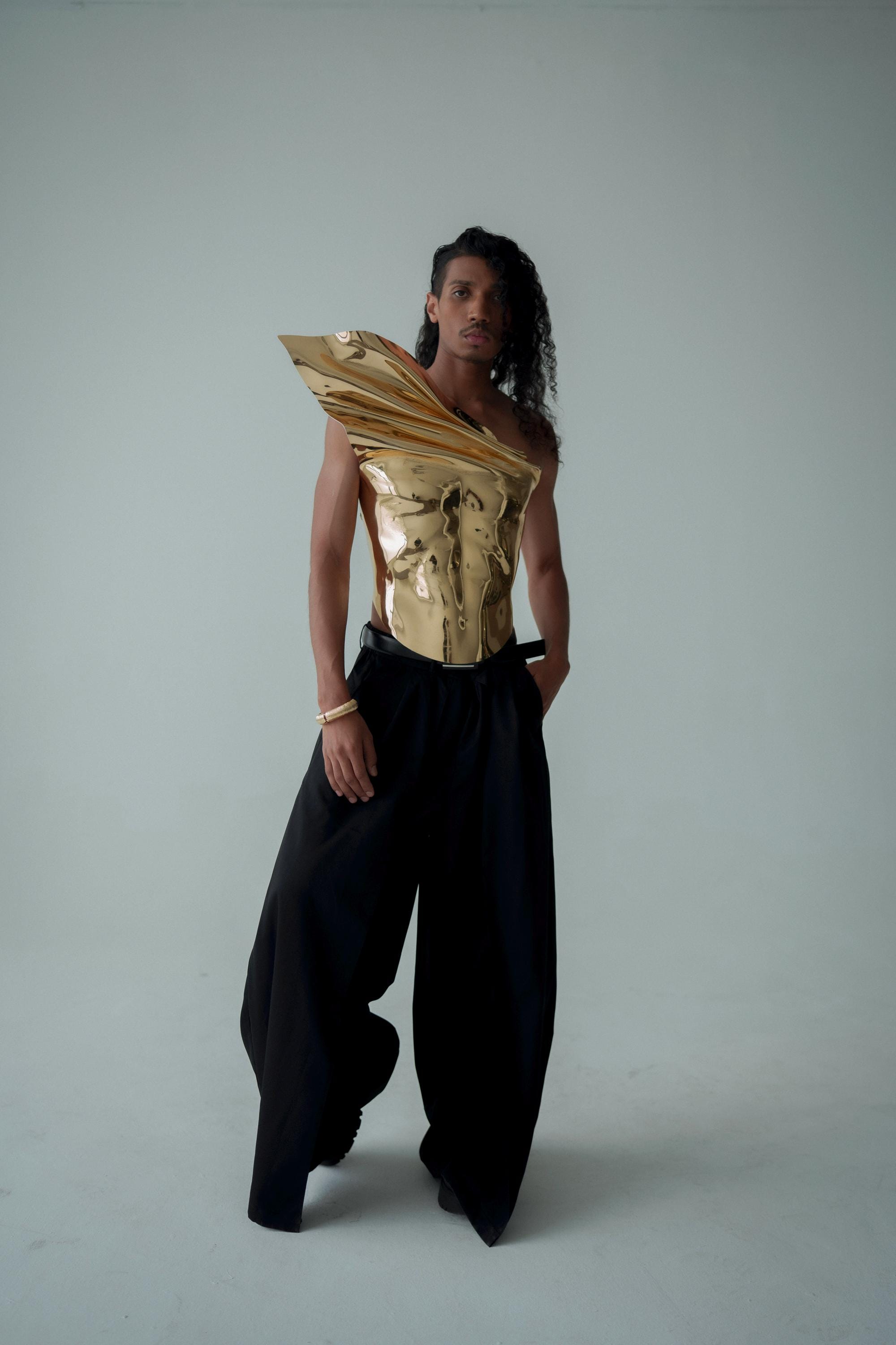 Gold Sculptural Armor Corset for Men
