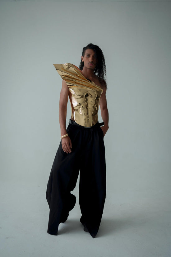 Gold Sculptural Armor Corset for Men