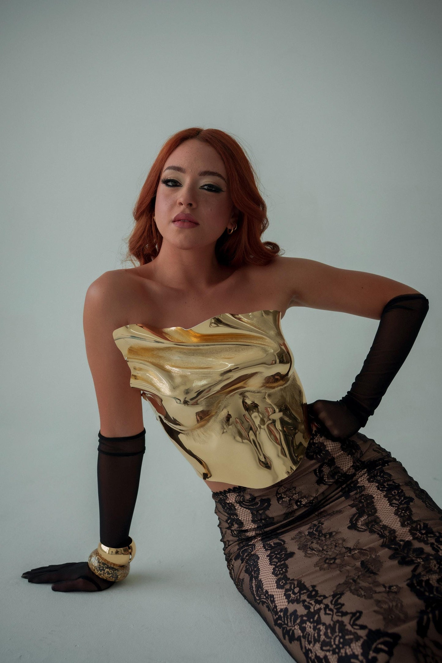 Aquamarine Sculptural Acrylic Corset Top – Futuristic Mermaidcore Bustier, Handmade Wearable Art