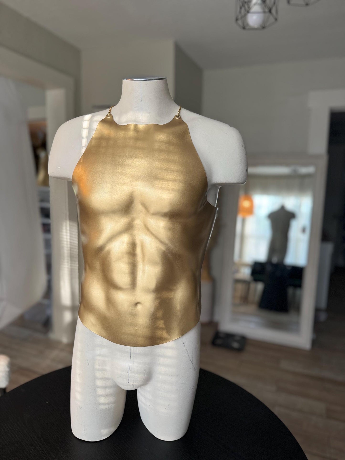 Gold Sculptural Corset Top: Handmade Chest Armor, Cosplay Costume