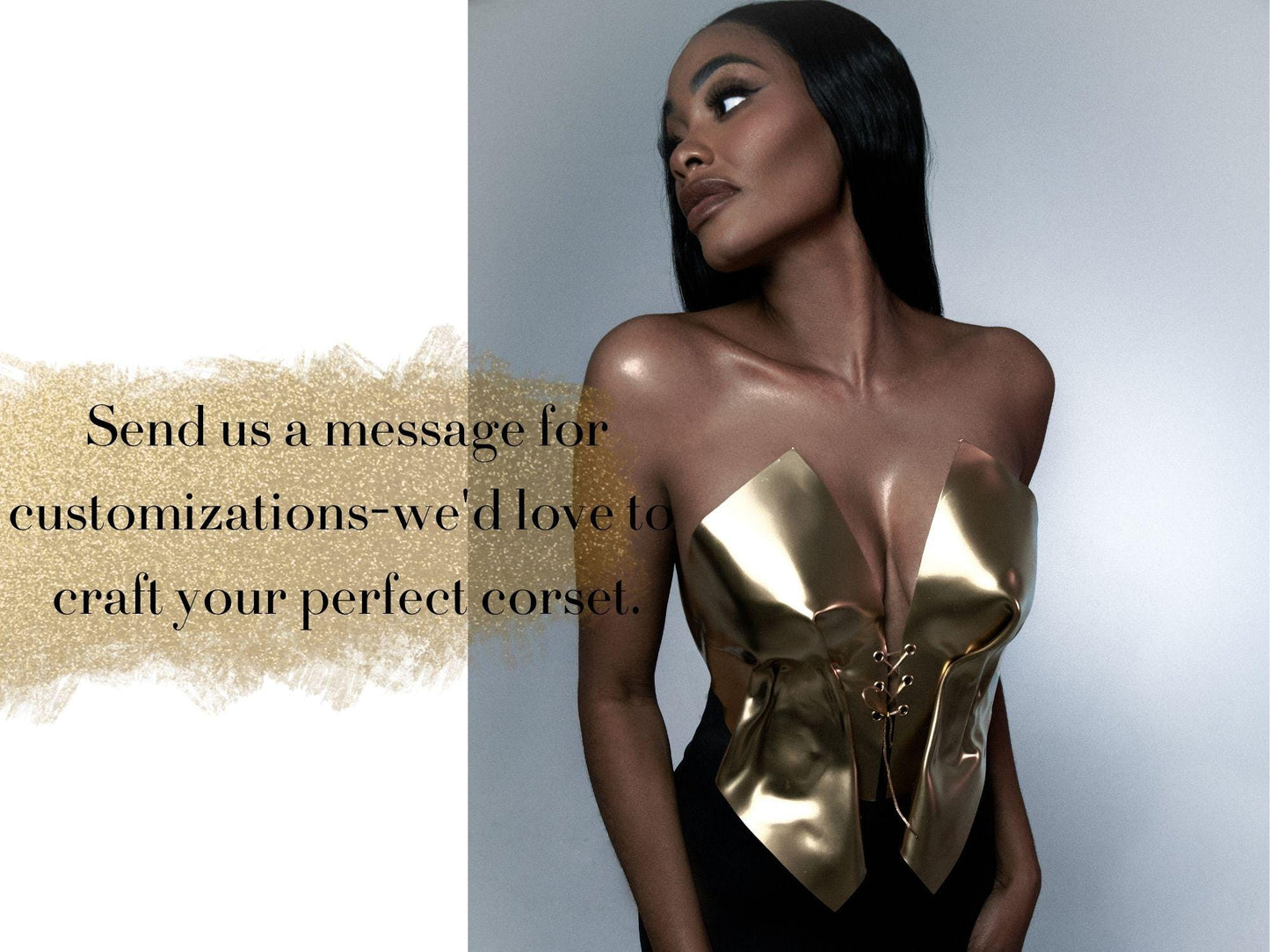 Custom Gold Corset Top: Avant Garde Red Carpet Bustier
