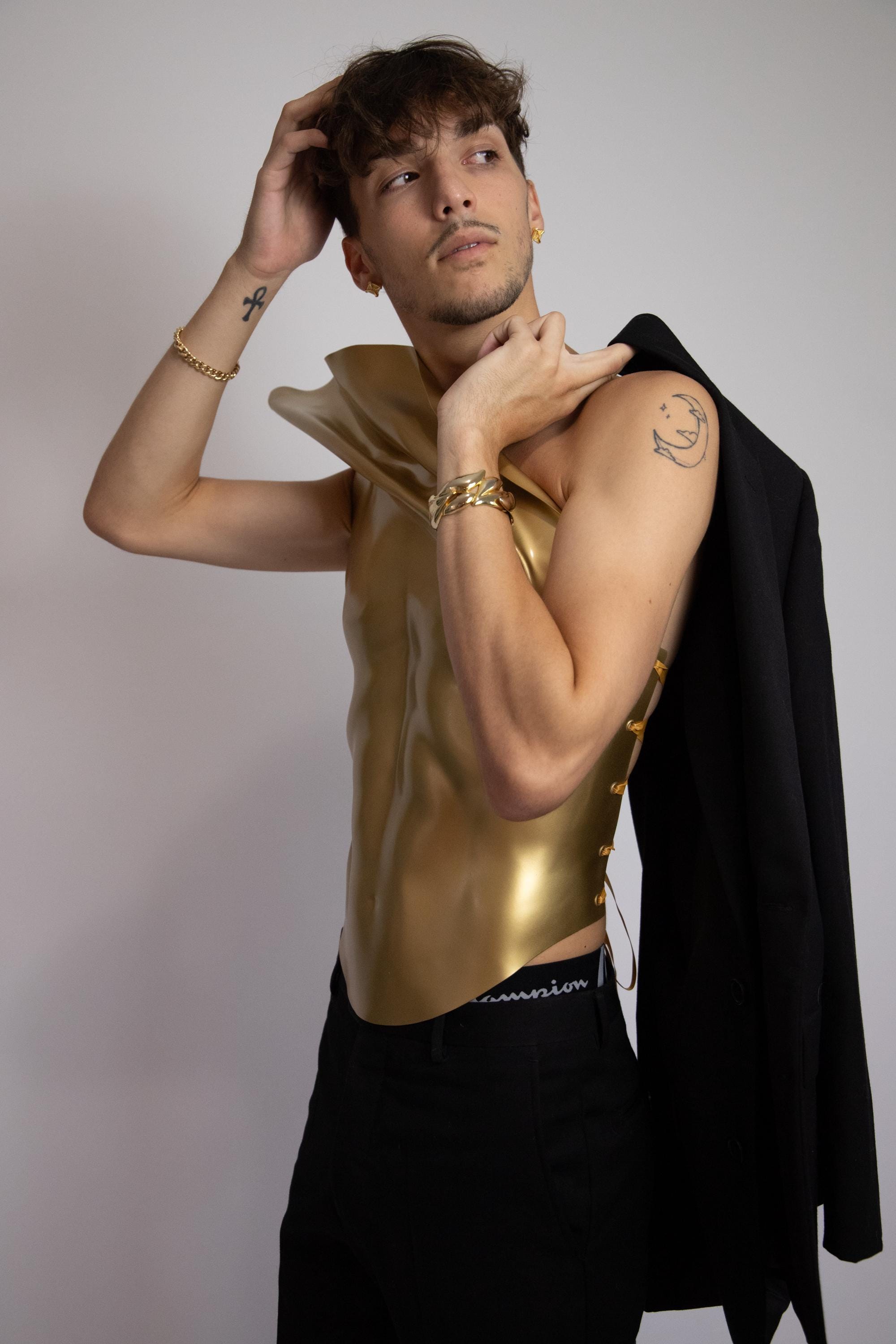 Gold Sculptural Warrior Armor Corset for Men