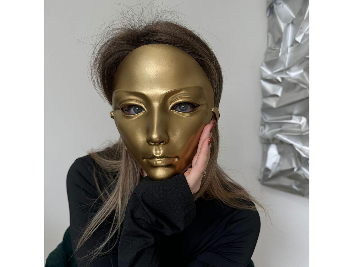 Handcrafted Gold Mask: Adjustable Masquerade, Cosplay, Halloween