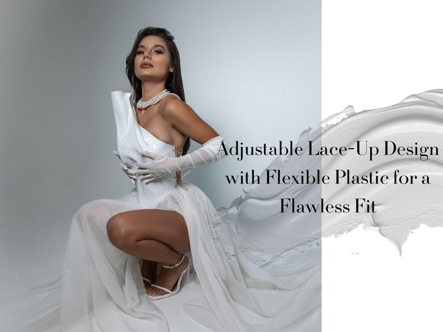 Asymmetrical White Bustier: Custom Fit Corset, Unique Bridal Top