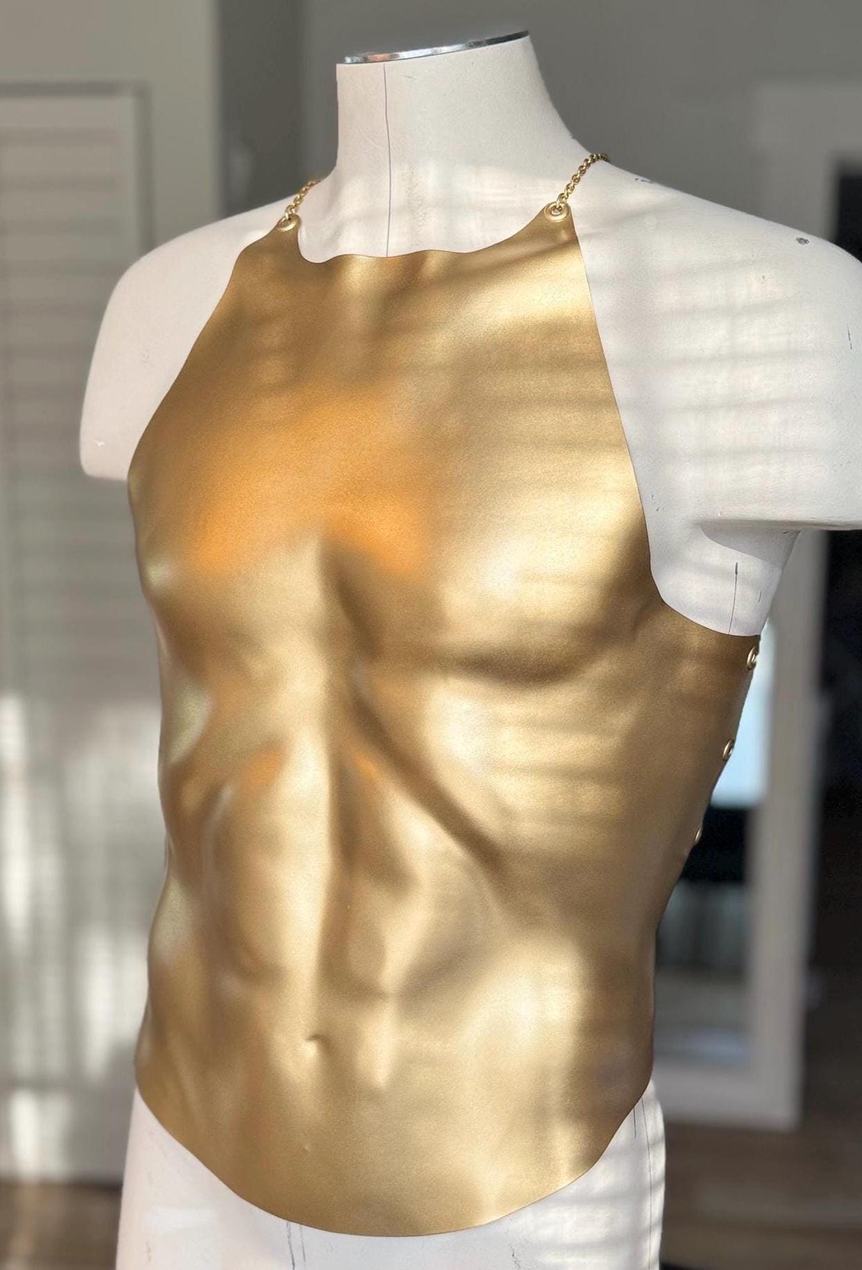 Gold Sculptural Corset Top: Handmade Chest Armor, Cosplay Costume