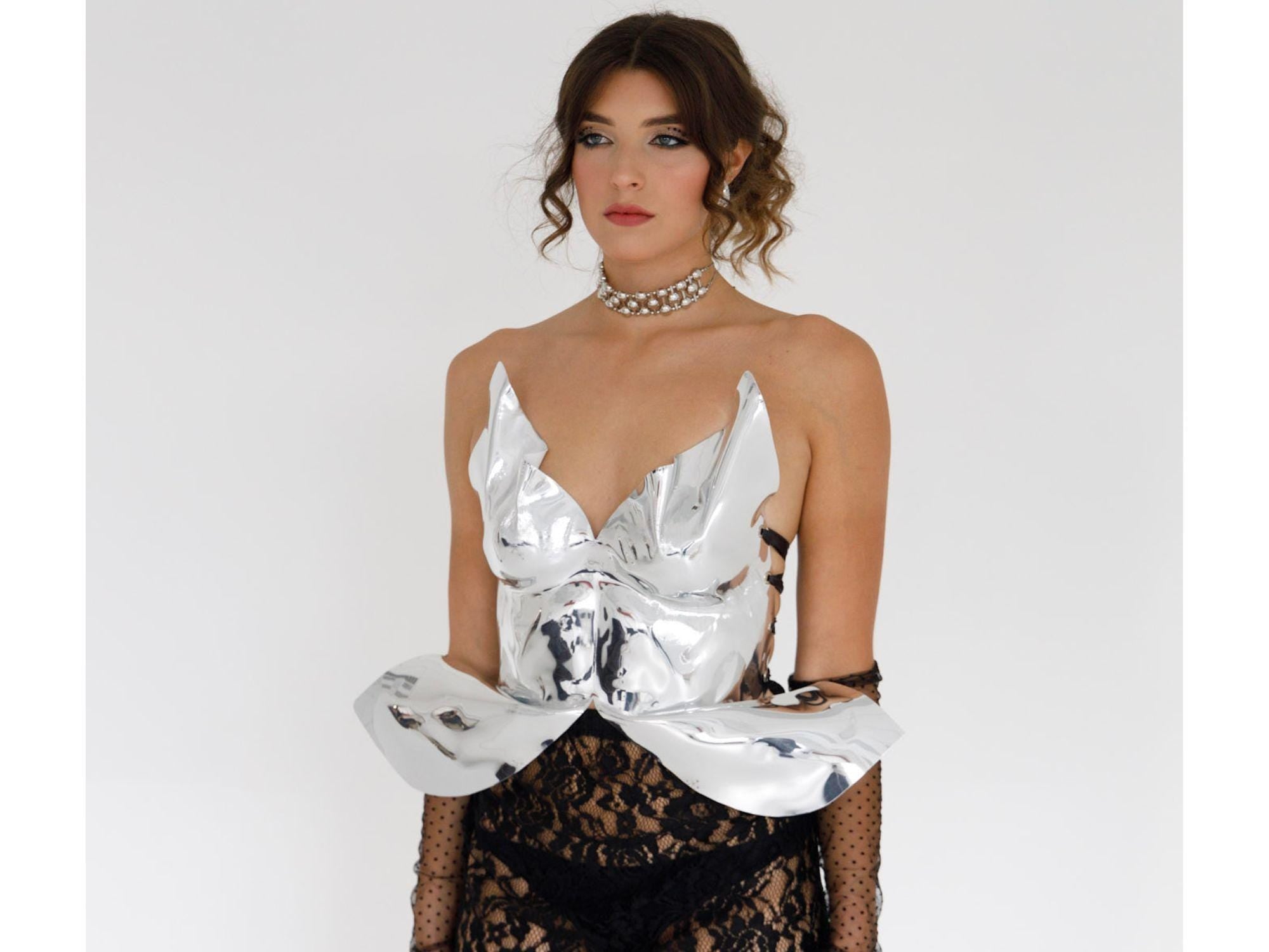 Mirror Silver Corset Top