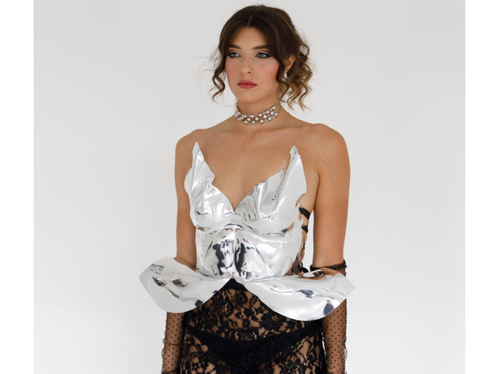 Mirror Silver Corset Top