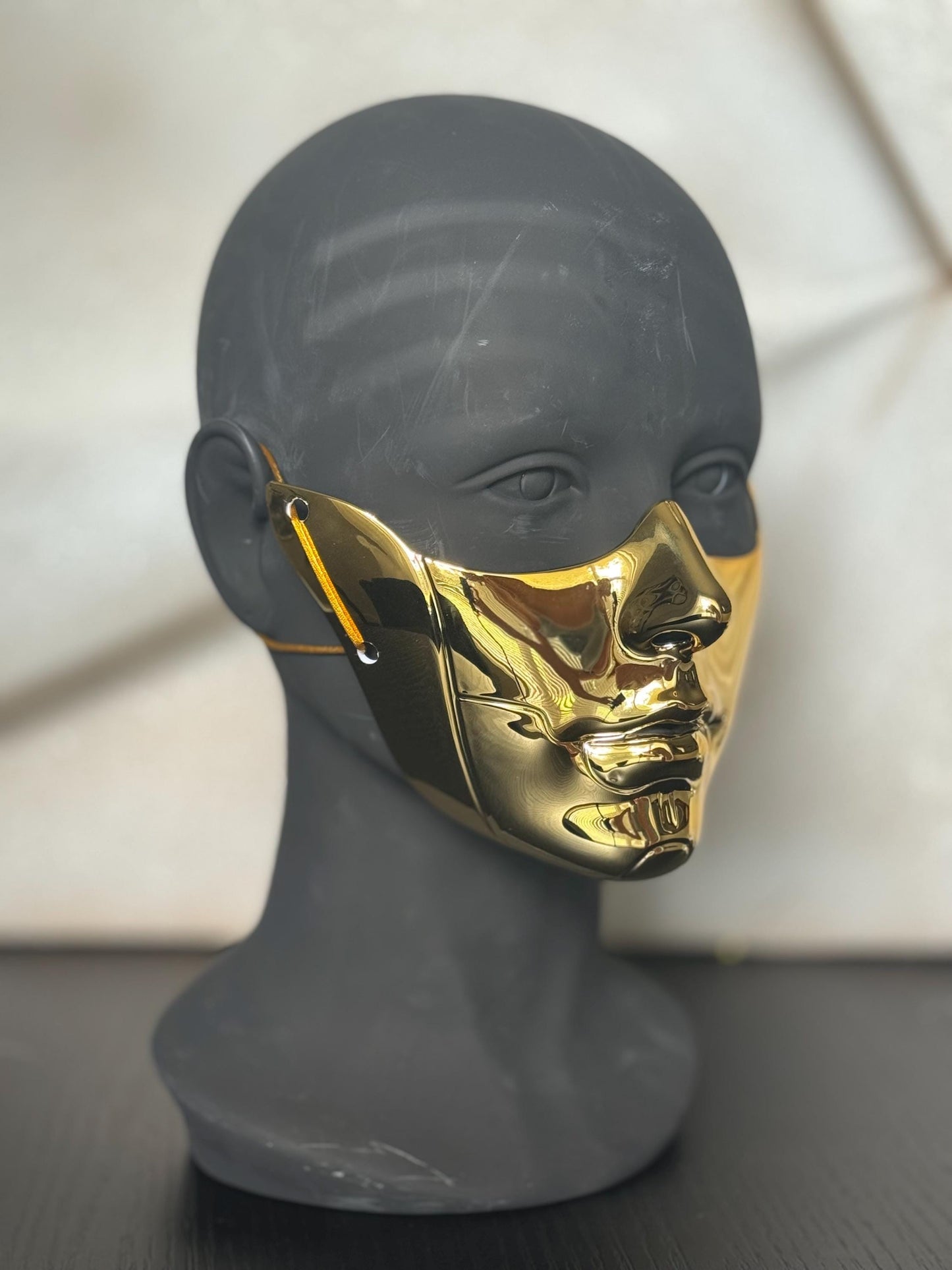 Gold Face Mask: Cyberpunk Cosplay Armor, Gothic Masquerade
