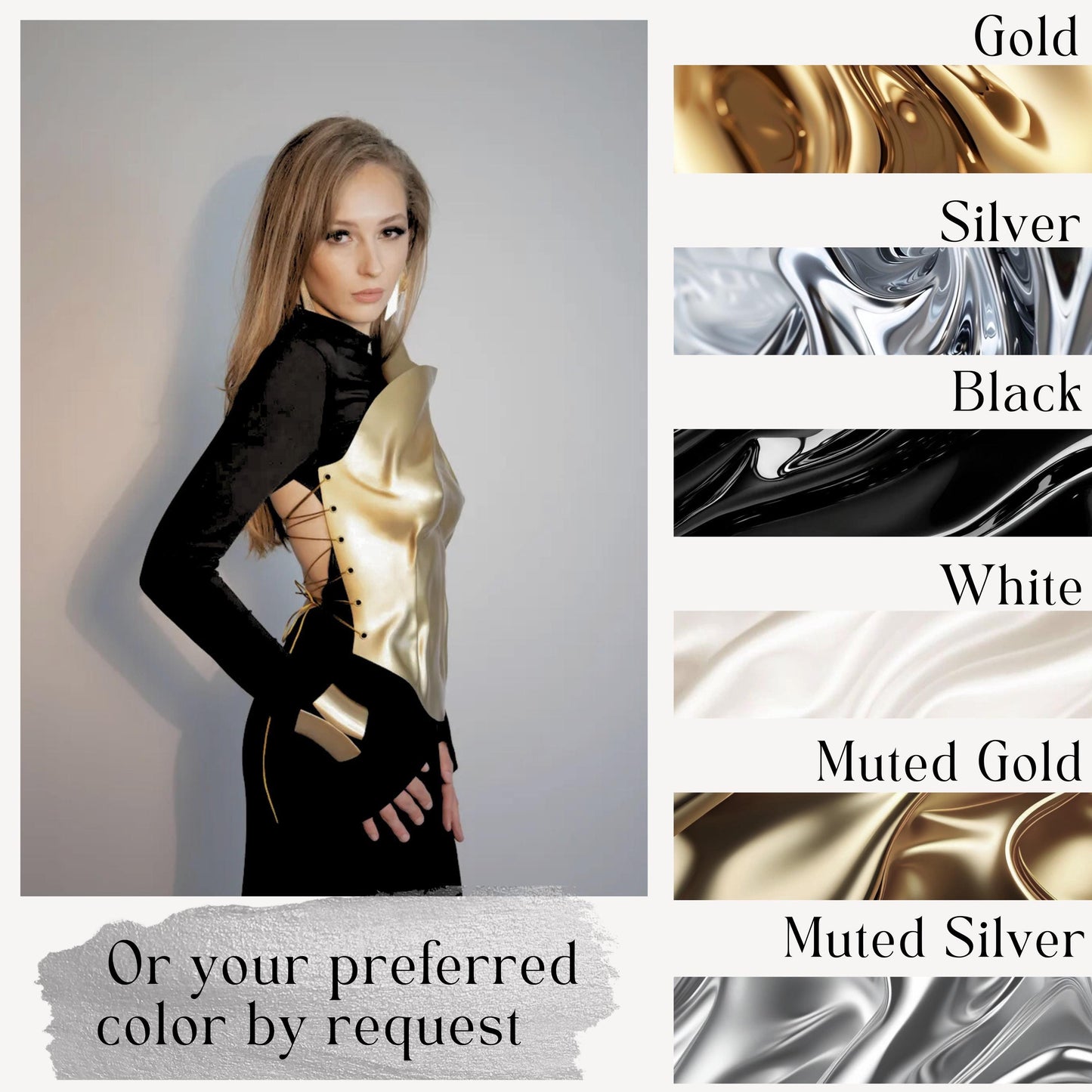 Gold Corset Top: Custom Fit Designer Breastplate, AvantGarde Rave Wear