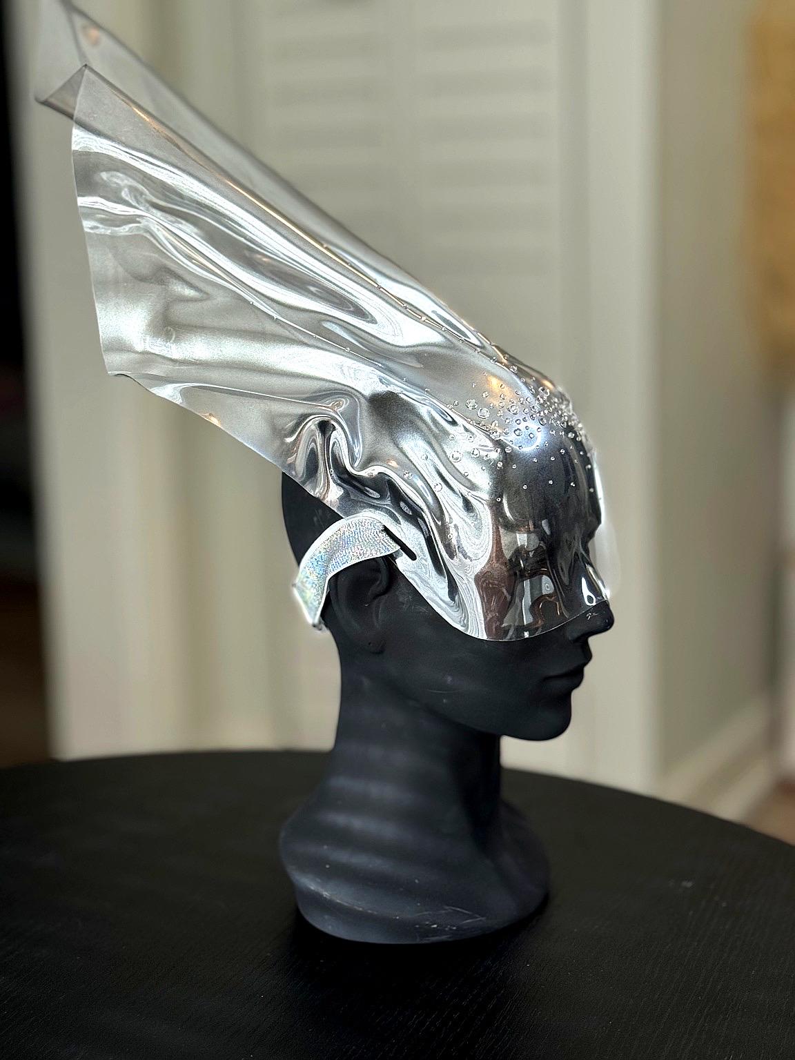 Clear Futuristic Face Mask: Sculptural Headpiece, Rave Festival Costume