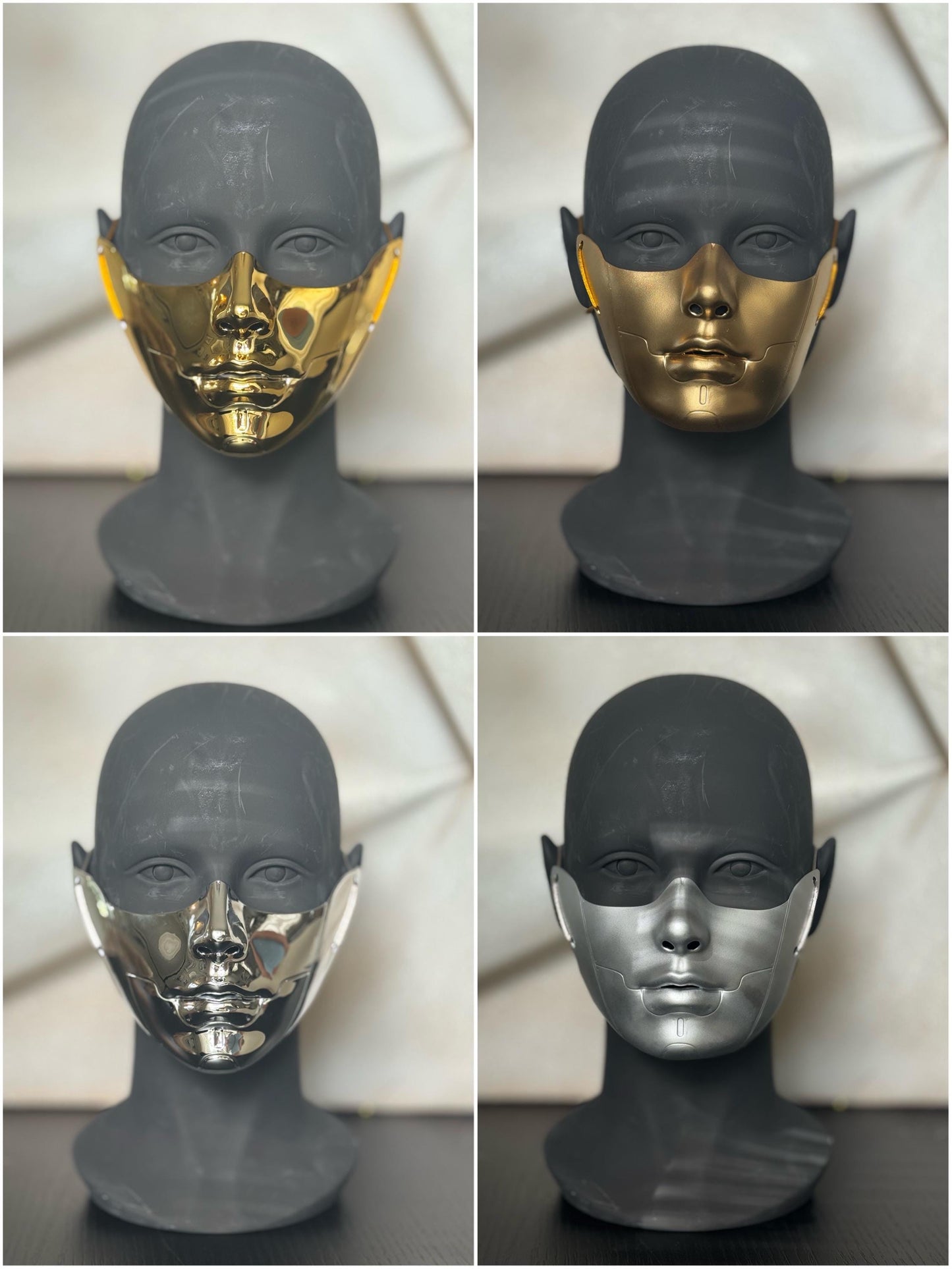 Gold Face Mask: Cyberpunk Cosplay Armor, Gothic Masquerade