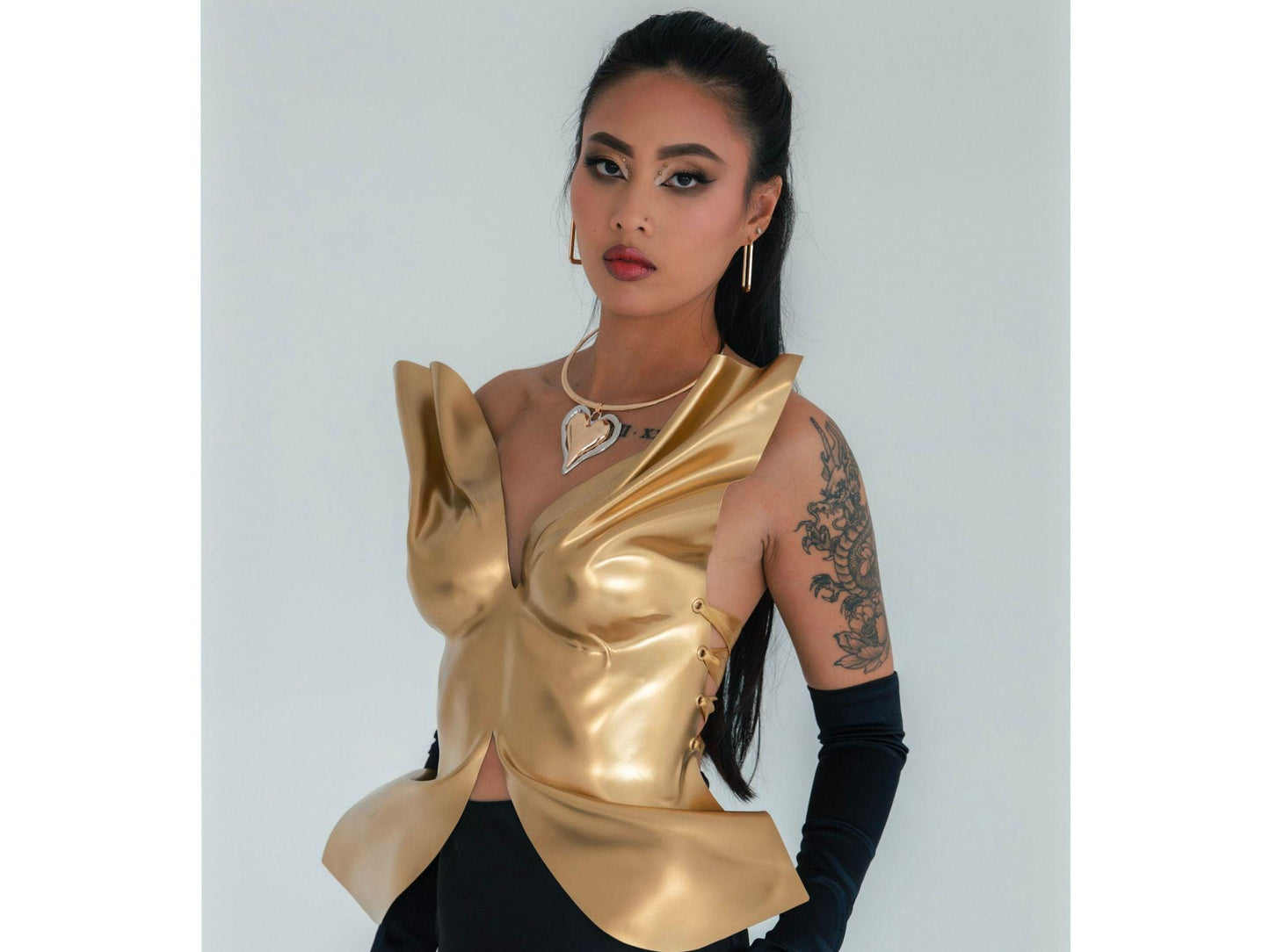 Gold Corset Top: Handcrafted Avant Garde Rave Bustier