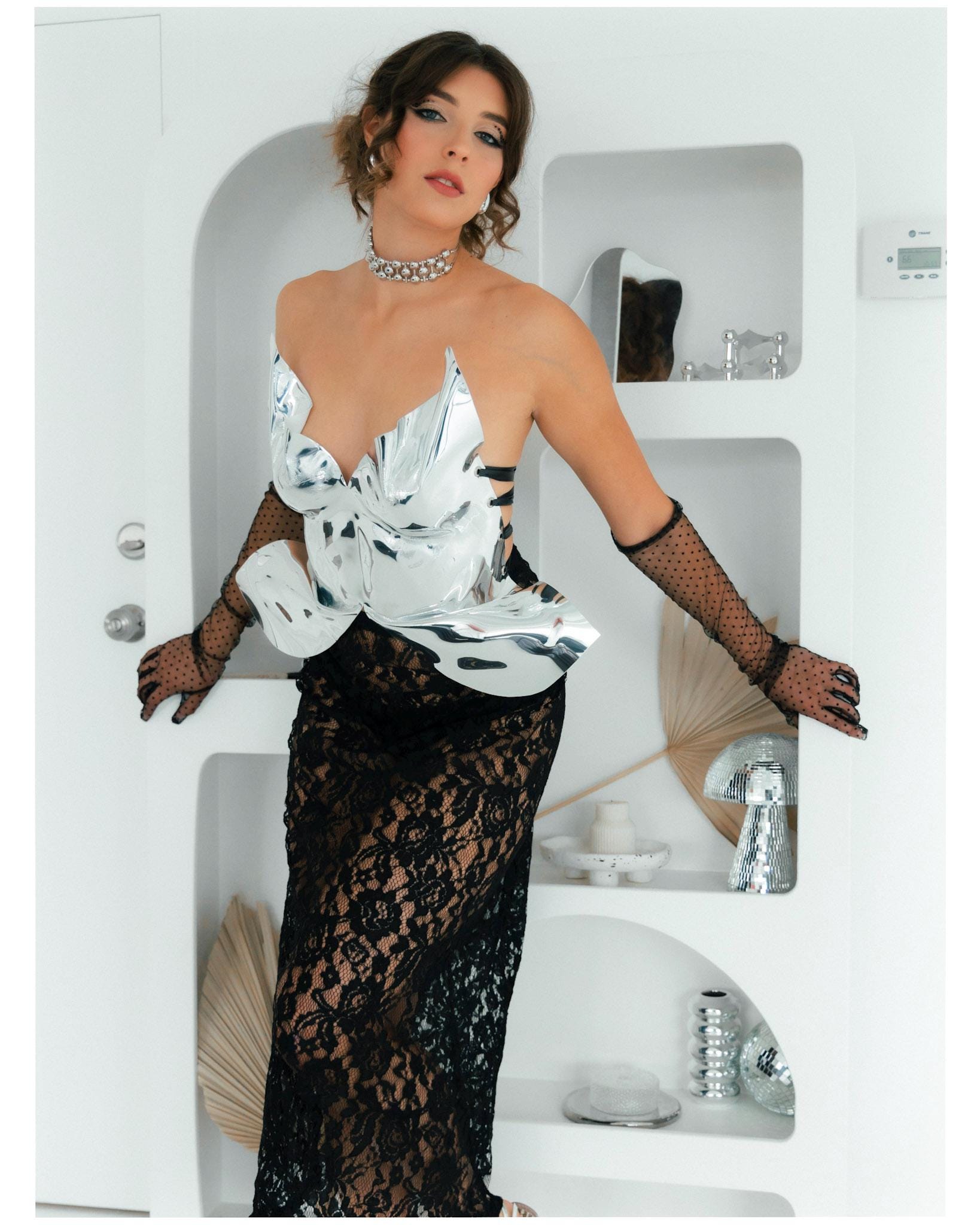 Mirror Silver Corset Top