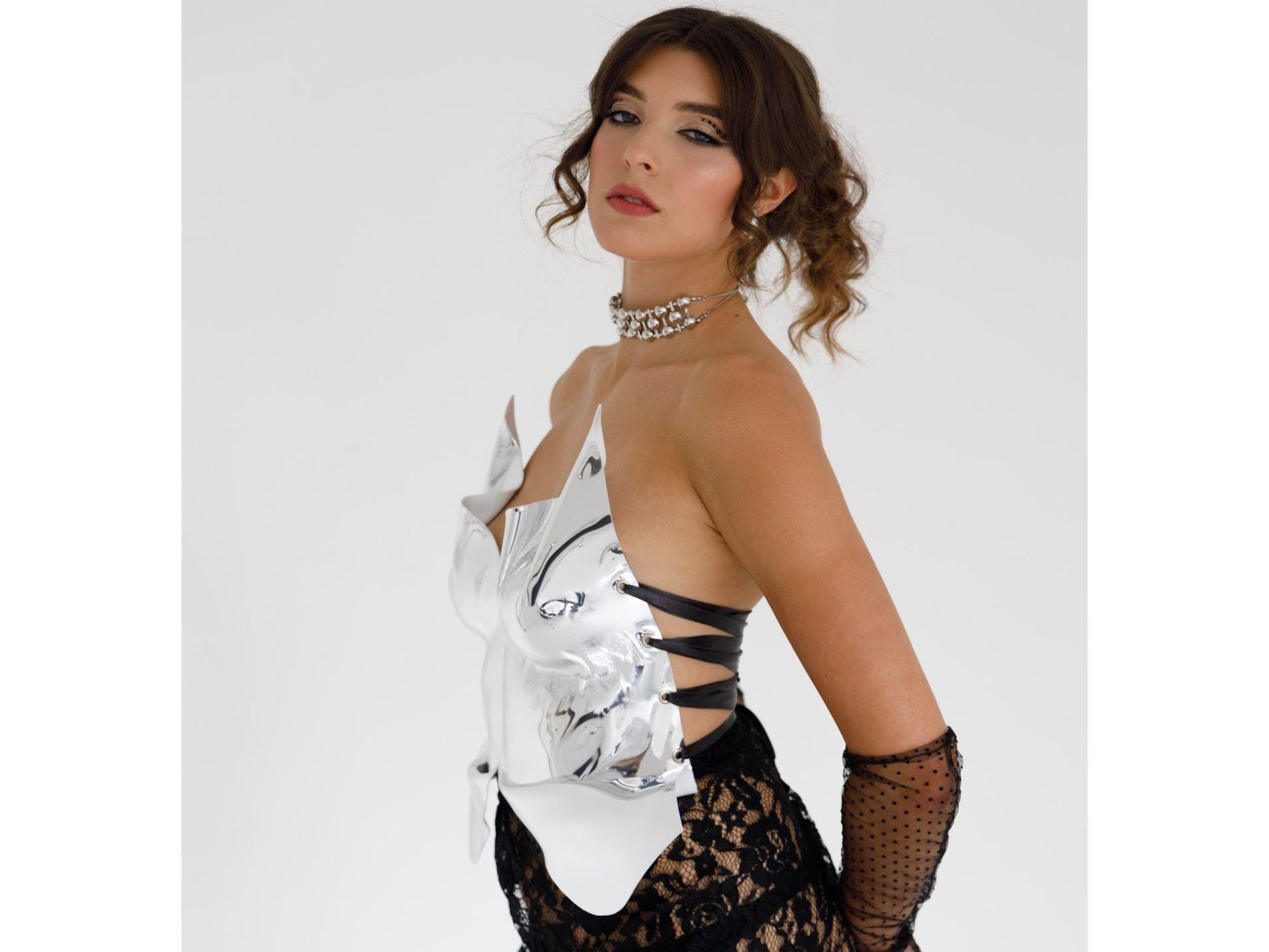 Mirror Silver Corset Top