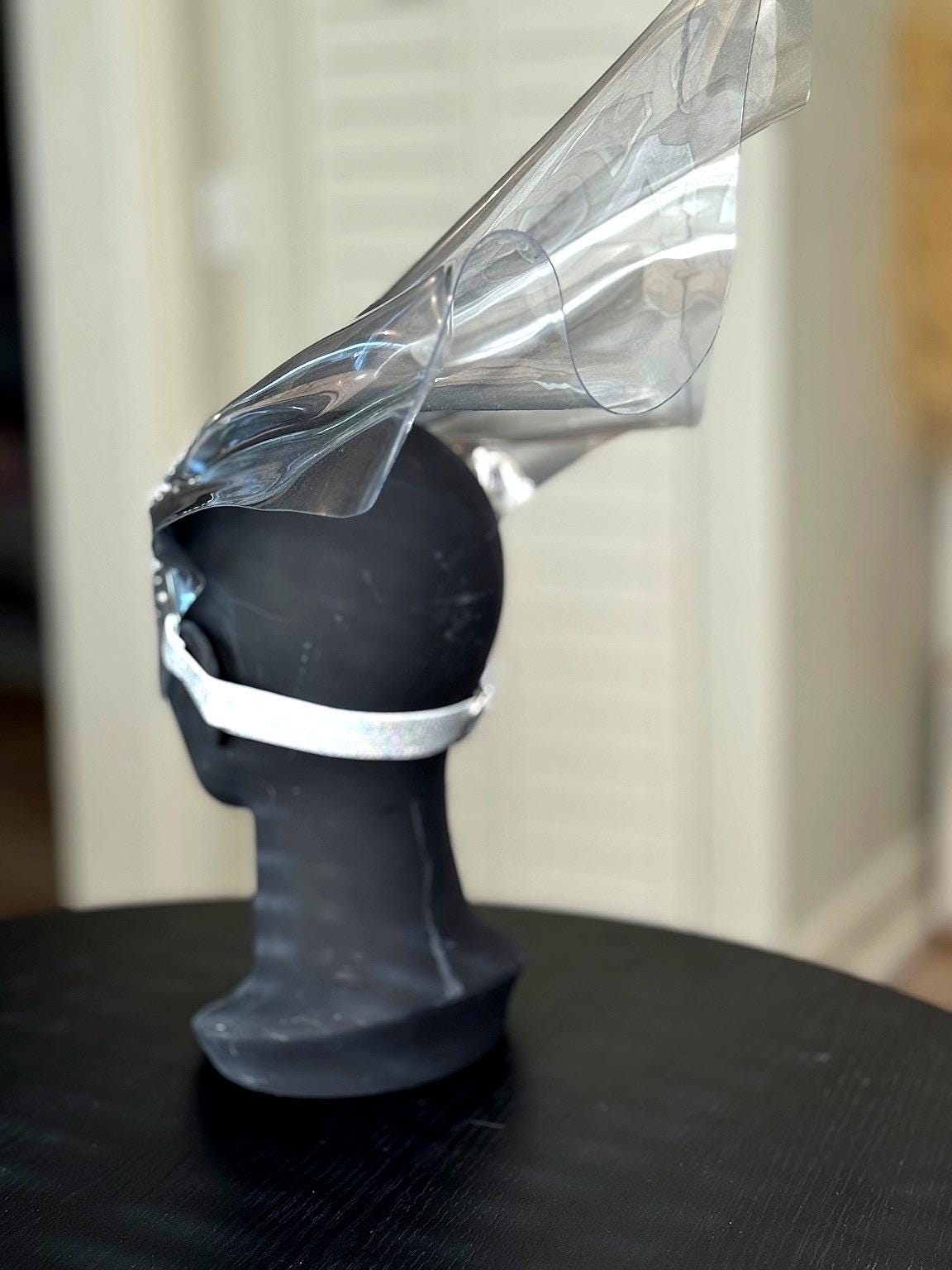 Clear Futuristic Face Mask: Sculptural Headpiece, Rave Festival Costume