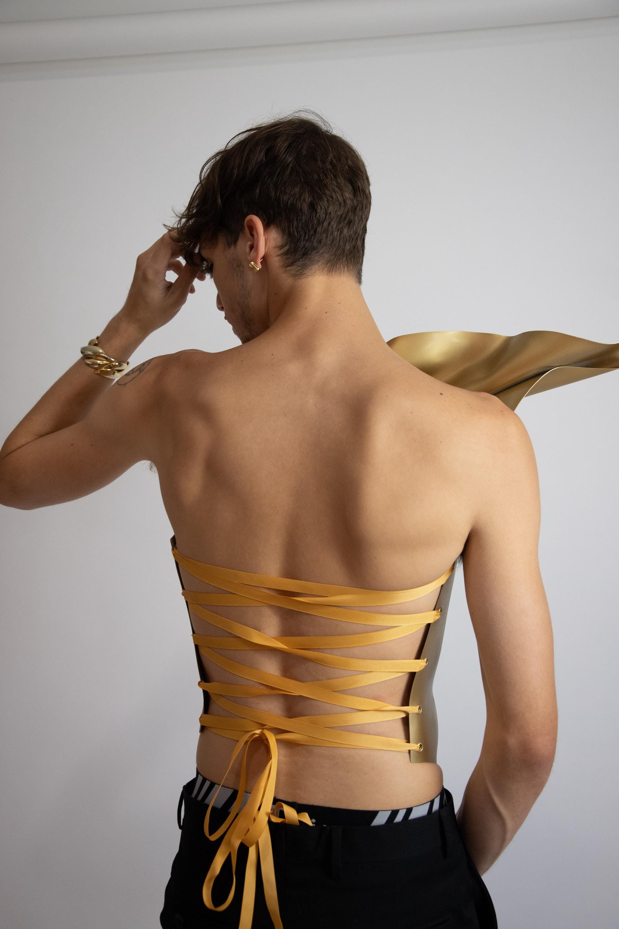 Gold Sculptural Warrior Armor Corset for Men