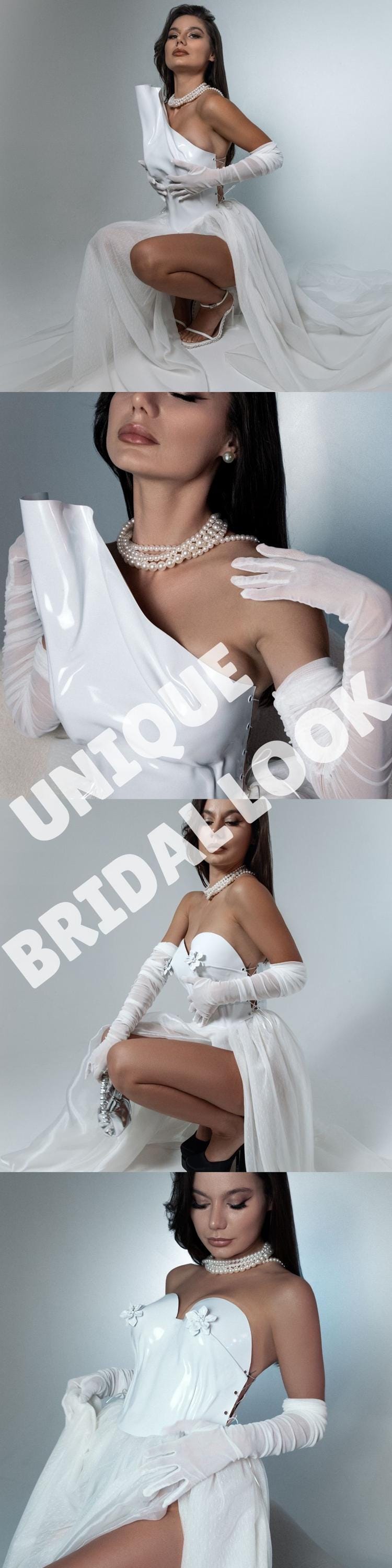 Sculptural White Bridal Corset Top: Modern Wedding Bustier