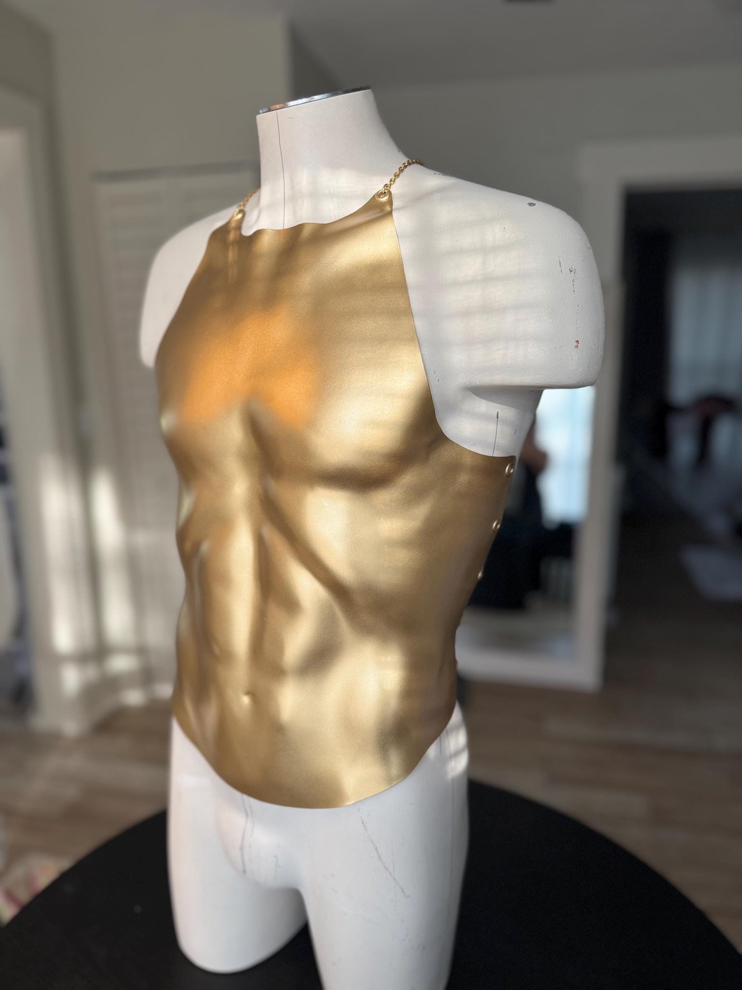 Gold Sculptural Corset Top: Handmade Chest Armor, Cosplay Costume
