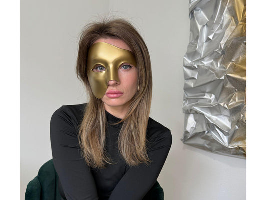Gold Venetian Half Mask: Adjustable Masquerade Ball Accessory