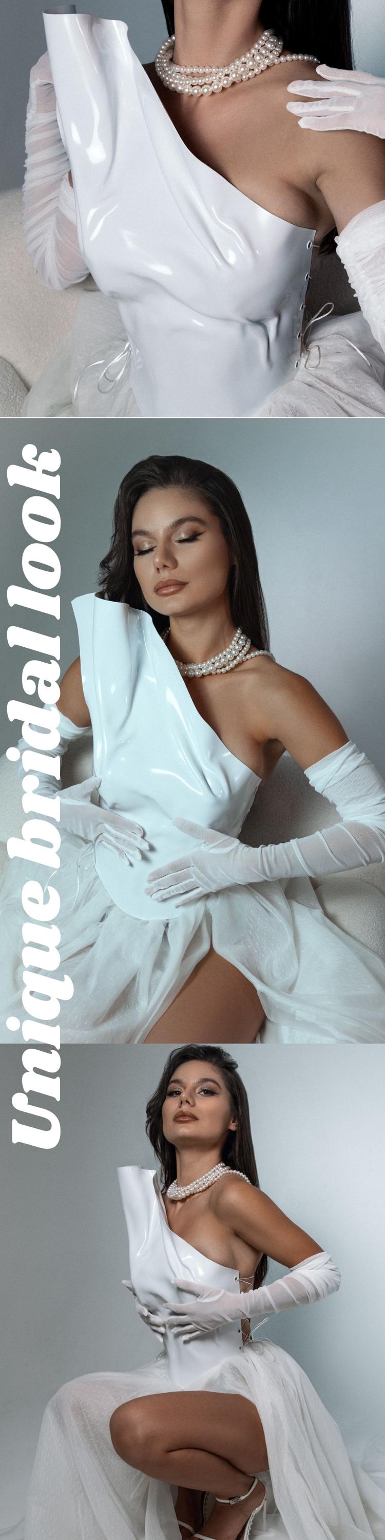 Asymmetrical White Bustier: Custom Fit Corset, Unique Bridal Top