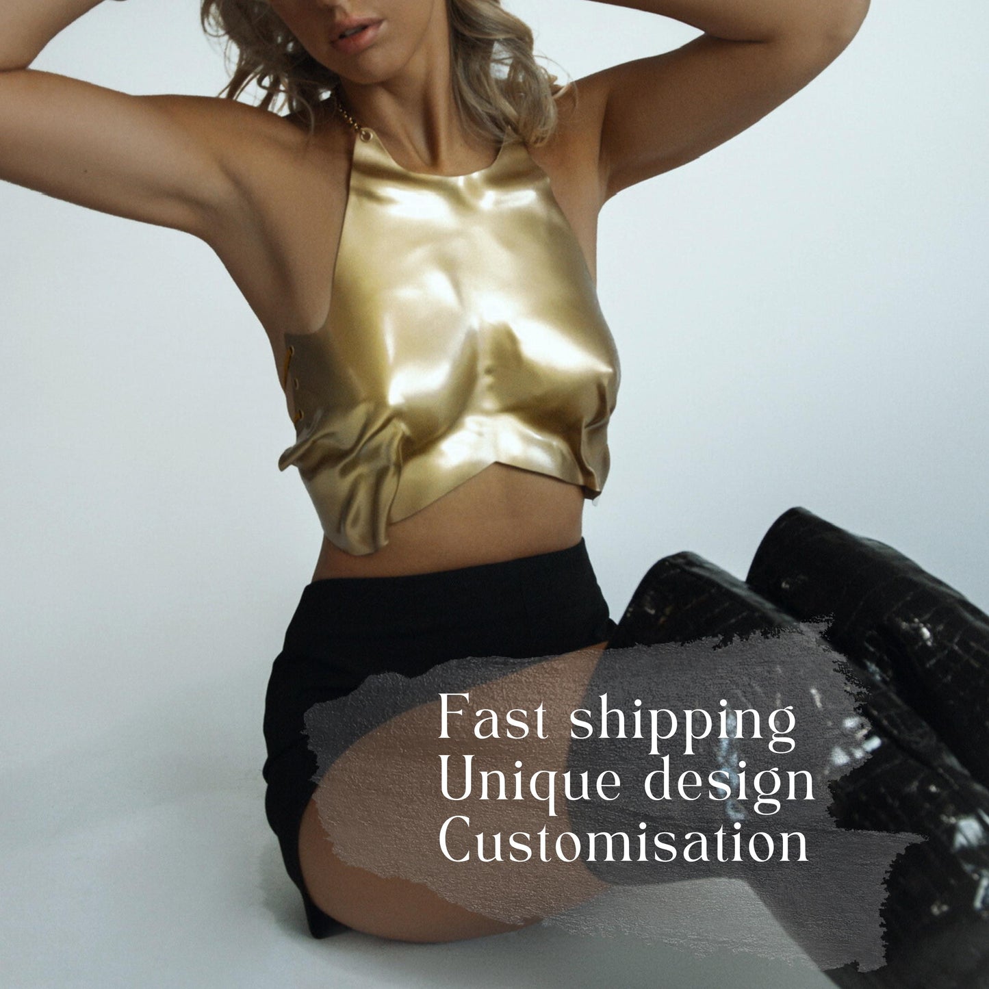 Shiny Gold Corset Top: Handmade Metallic Bustier, Rave Festival Wear