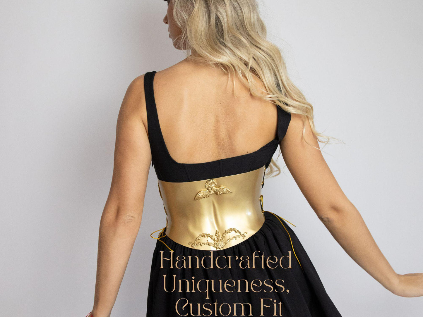 Golden Metallic Underbust Corset: Barocco Rave Costume Breastplate