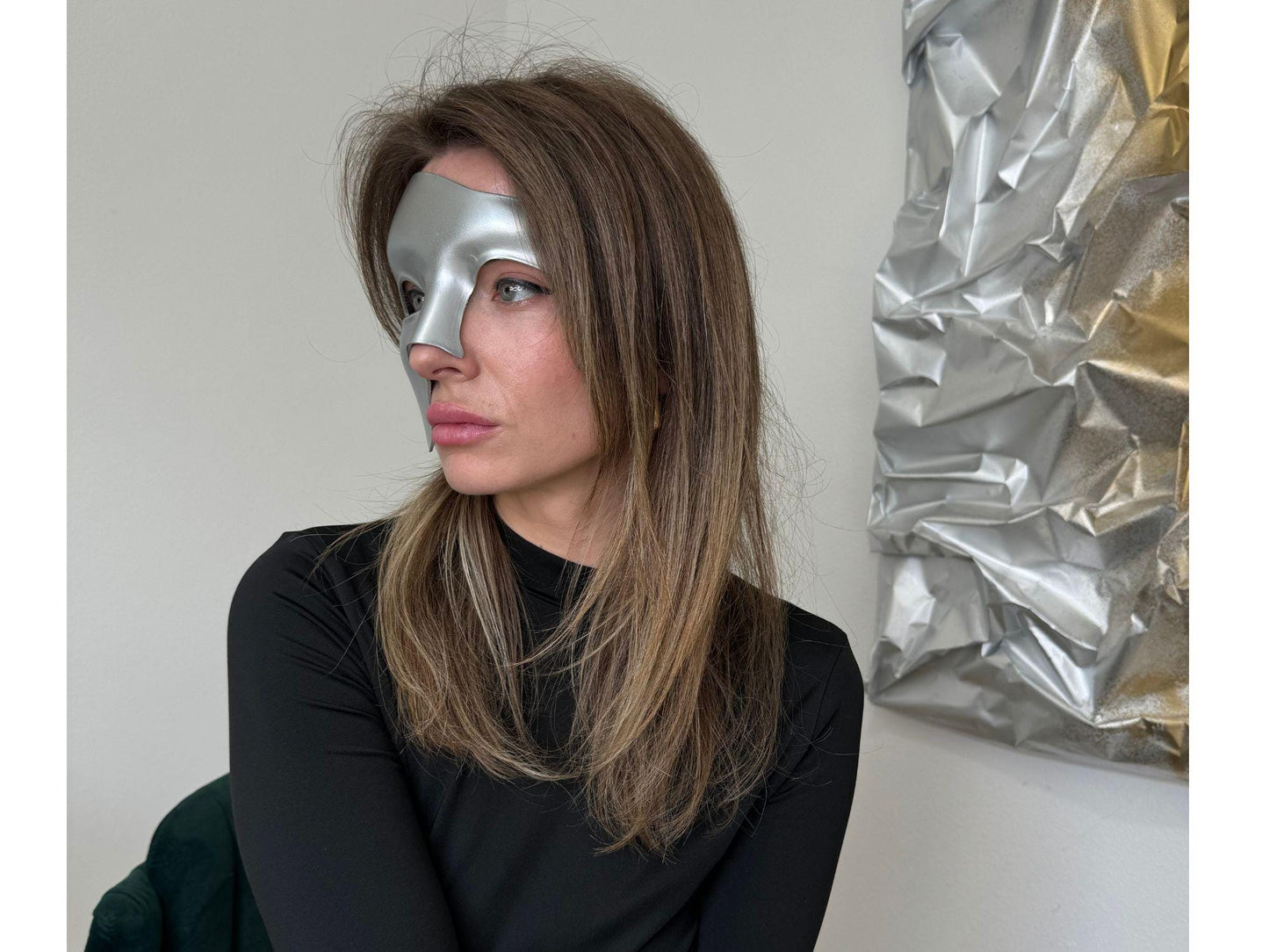 Gold Venetian Half Mask: Adjustable Masquerade Ball Accessory