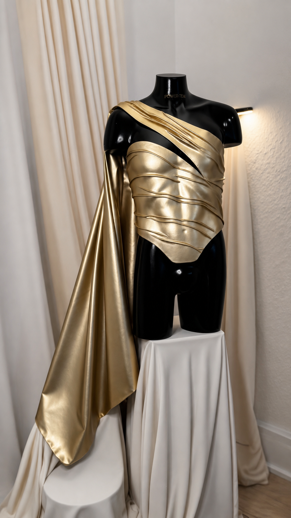 Men's Gold Draped Faux Leather Corset