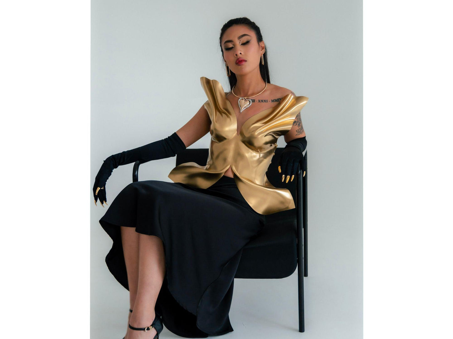 Gold Corset Top: Handcrafted Avant Garde Rave Bustier