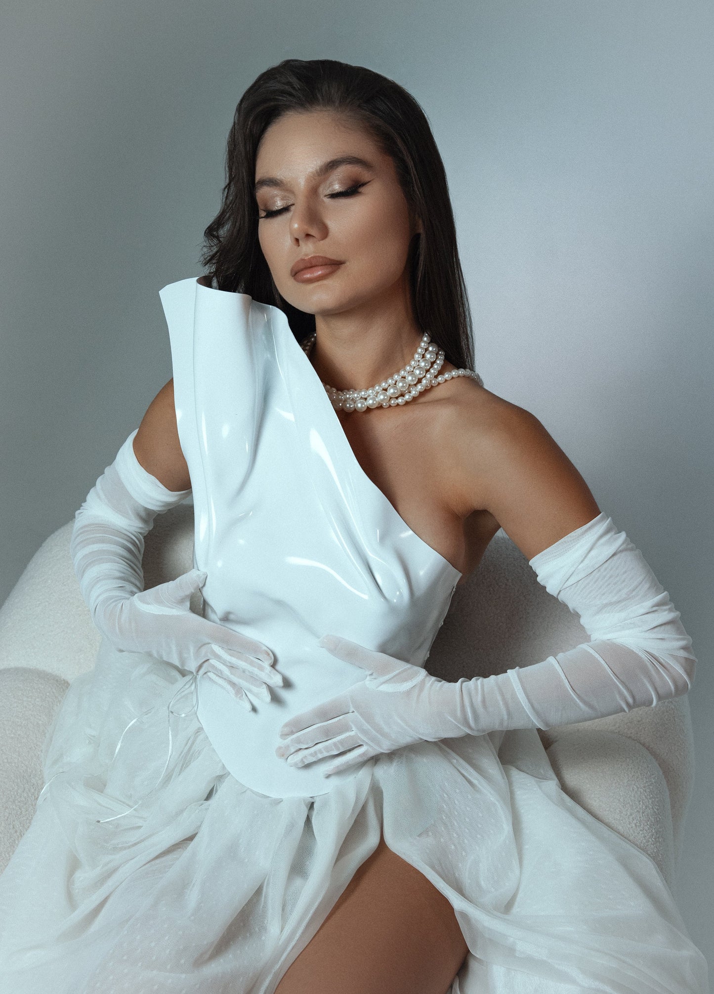 Asymmetrical White Bustier: Custom Fit Corset, Unique Bridal Top