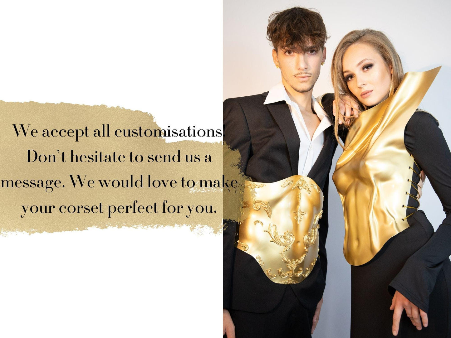 Gold Corset Top: Custom Fit Designer Breastplate, AvantGarde Rave Wear