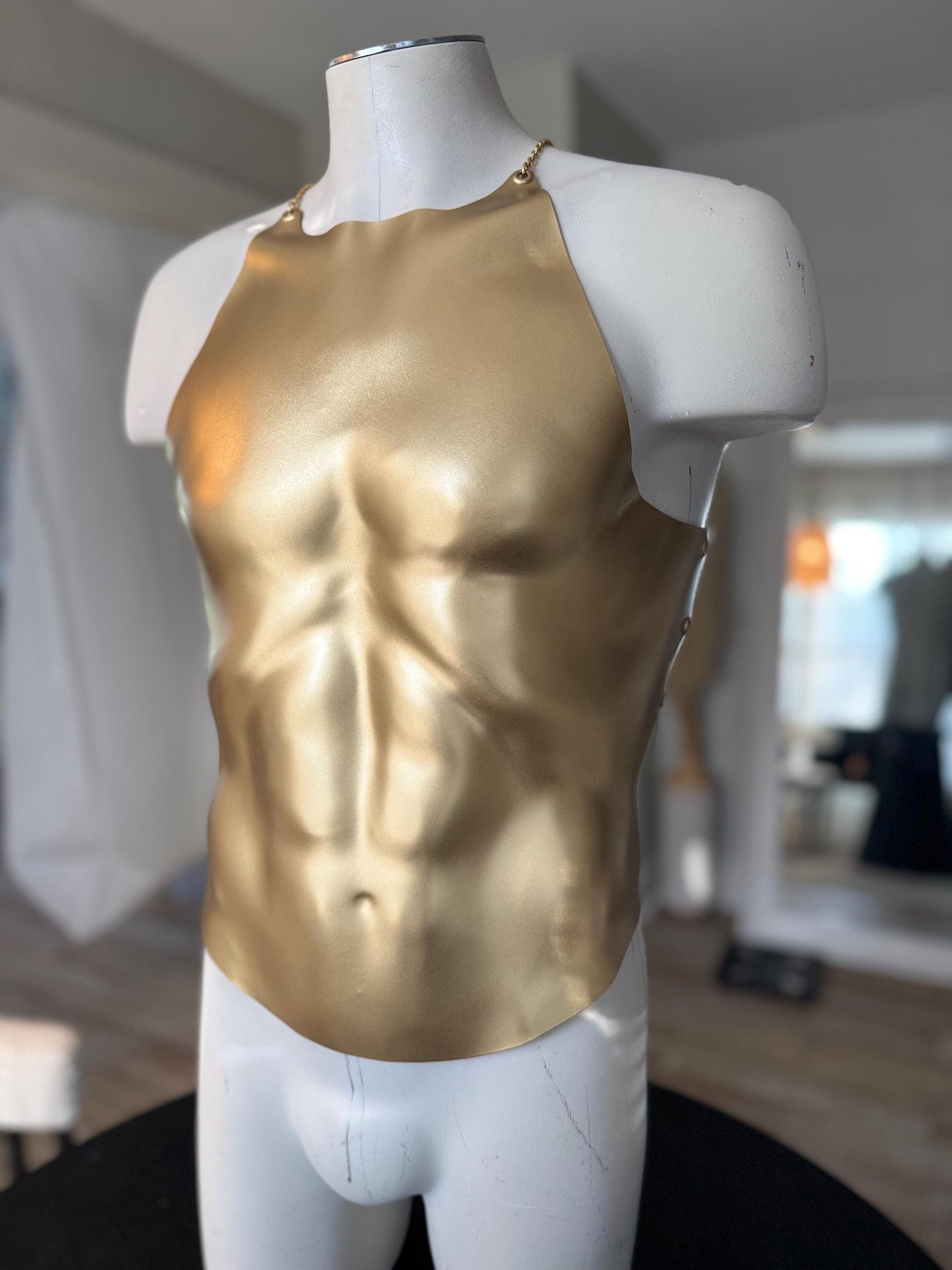 Gold Sculptural Corset Top: Handmade Chest Armor, Cosplay Costume