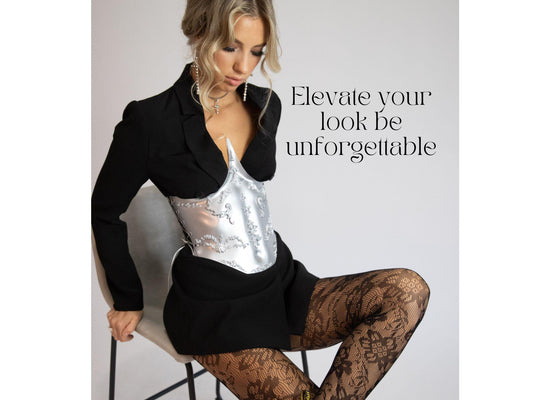 Silver Sculptural Corset: Handmade Baroque Fantasy Armor Couture Top