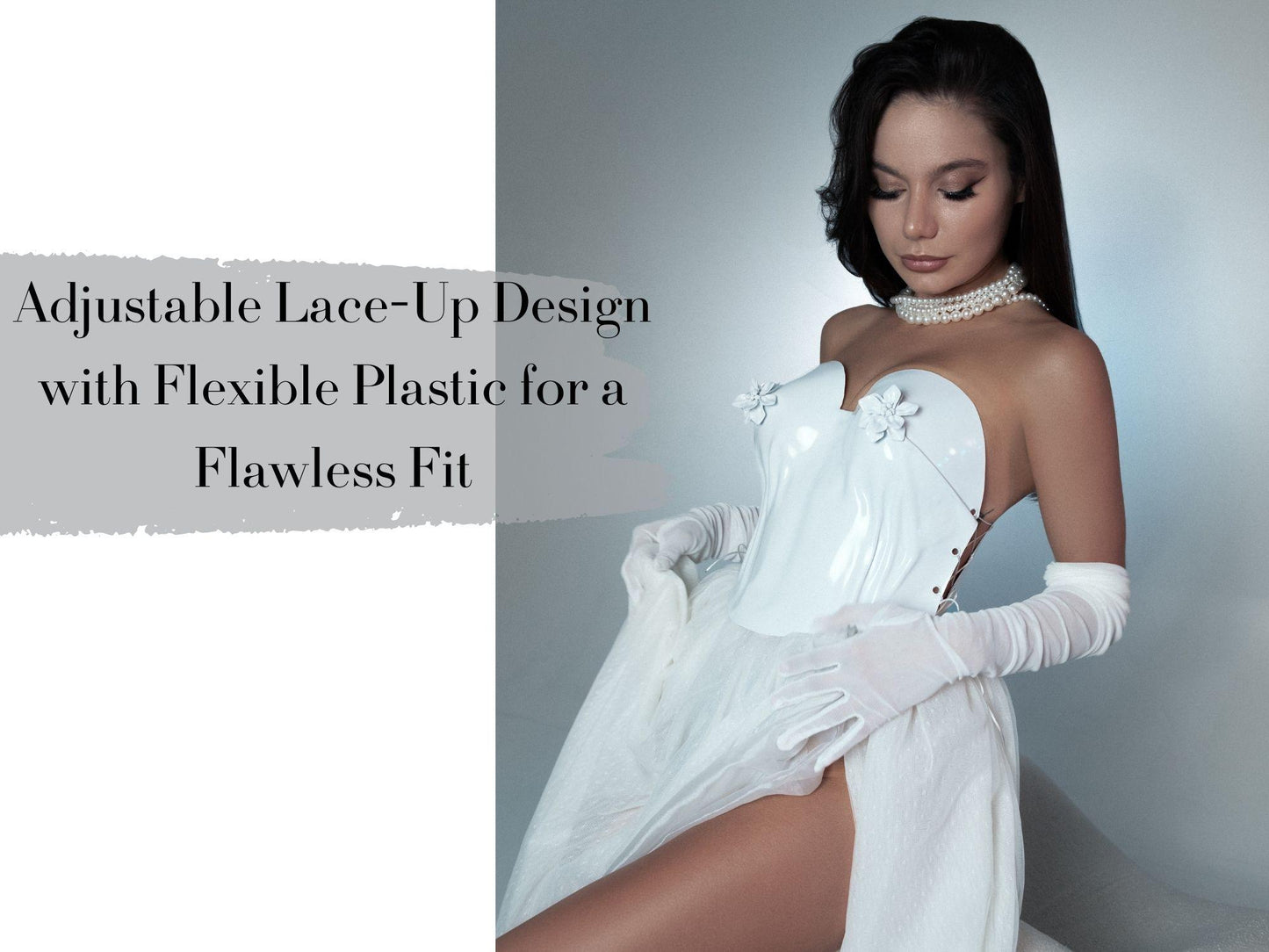 Sculptural White Bridal Corset Top: Modern Wedding Bustier