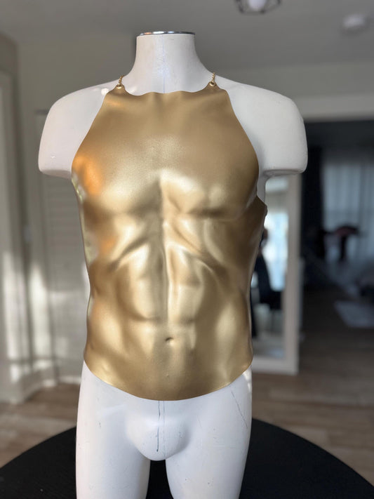 Gold Sculptural Corset Top: Handmade Chest Armor, Cosplay Costume