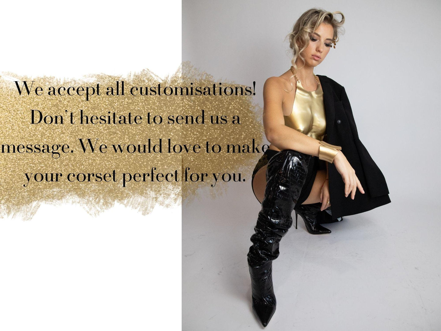 Shiny Gold Corset Top: Handmade Metallic Bustier, Rave Festival Wear