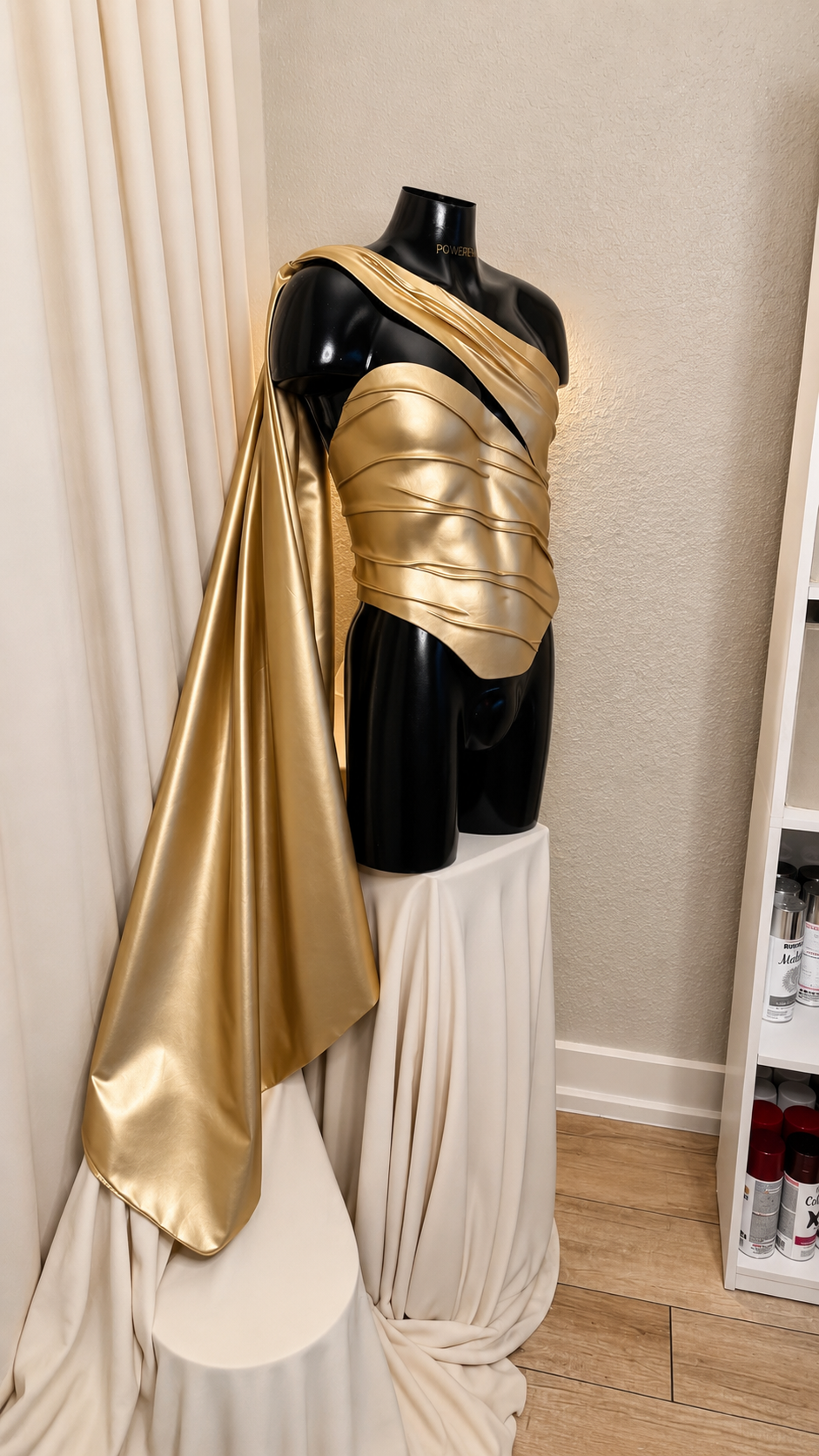 Men's Gold Draped Faux Leather Corset