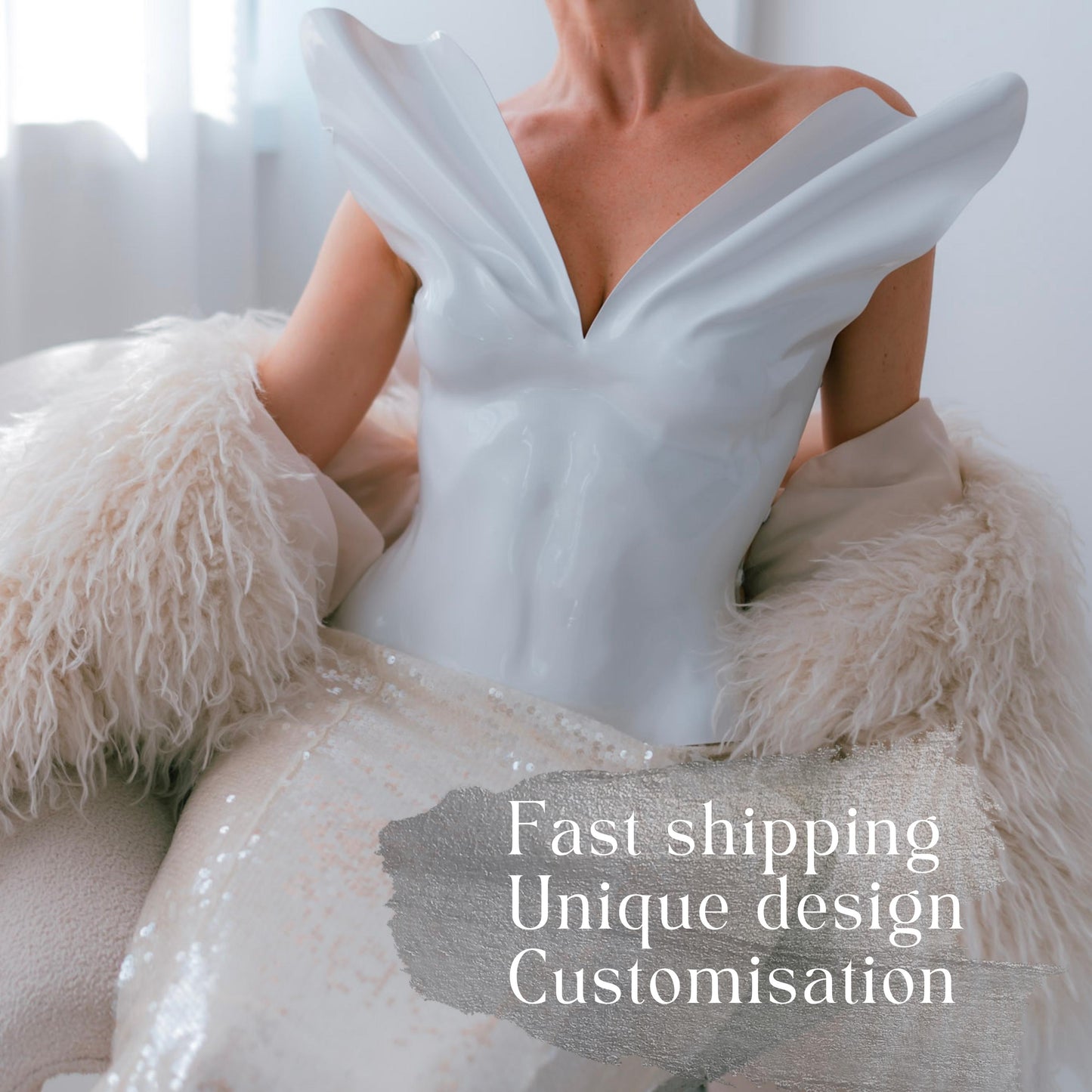 Sculptural White Bridal Corset: Modern Wedding Bustier Top